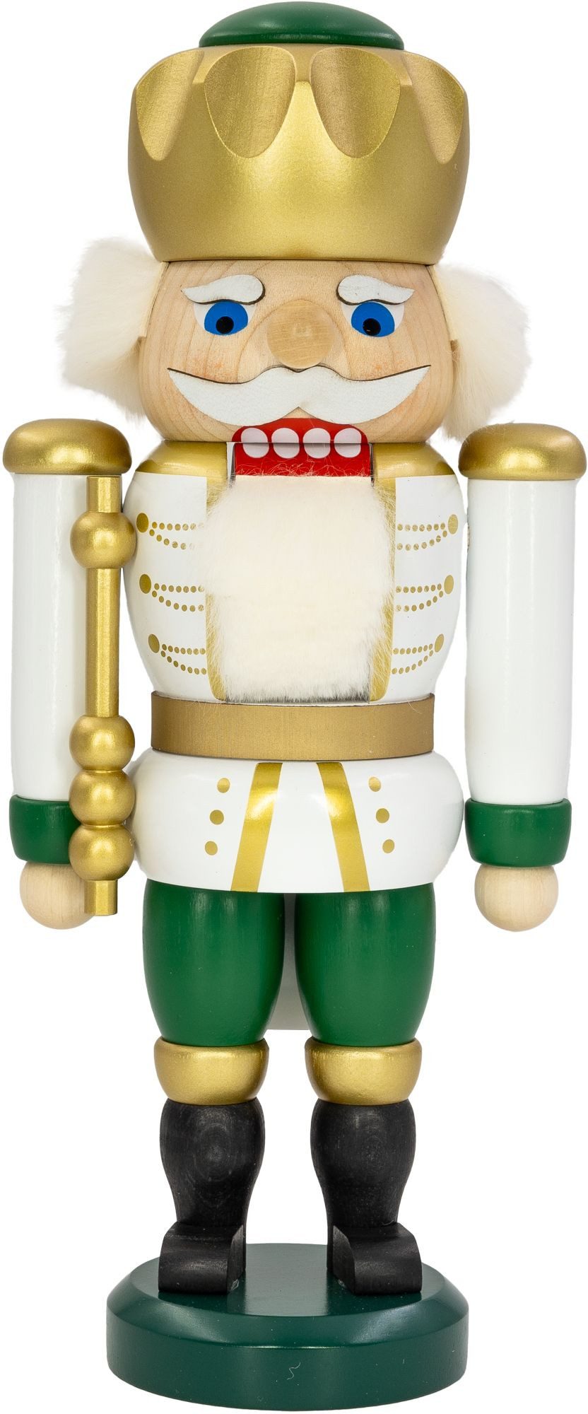 Seiffener Volkskunst eG Nussknacker Nussknacker Exklusiv König weiß grün BxHxT 10x25x7cm NEU