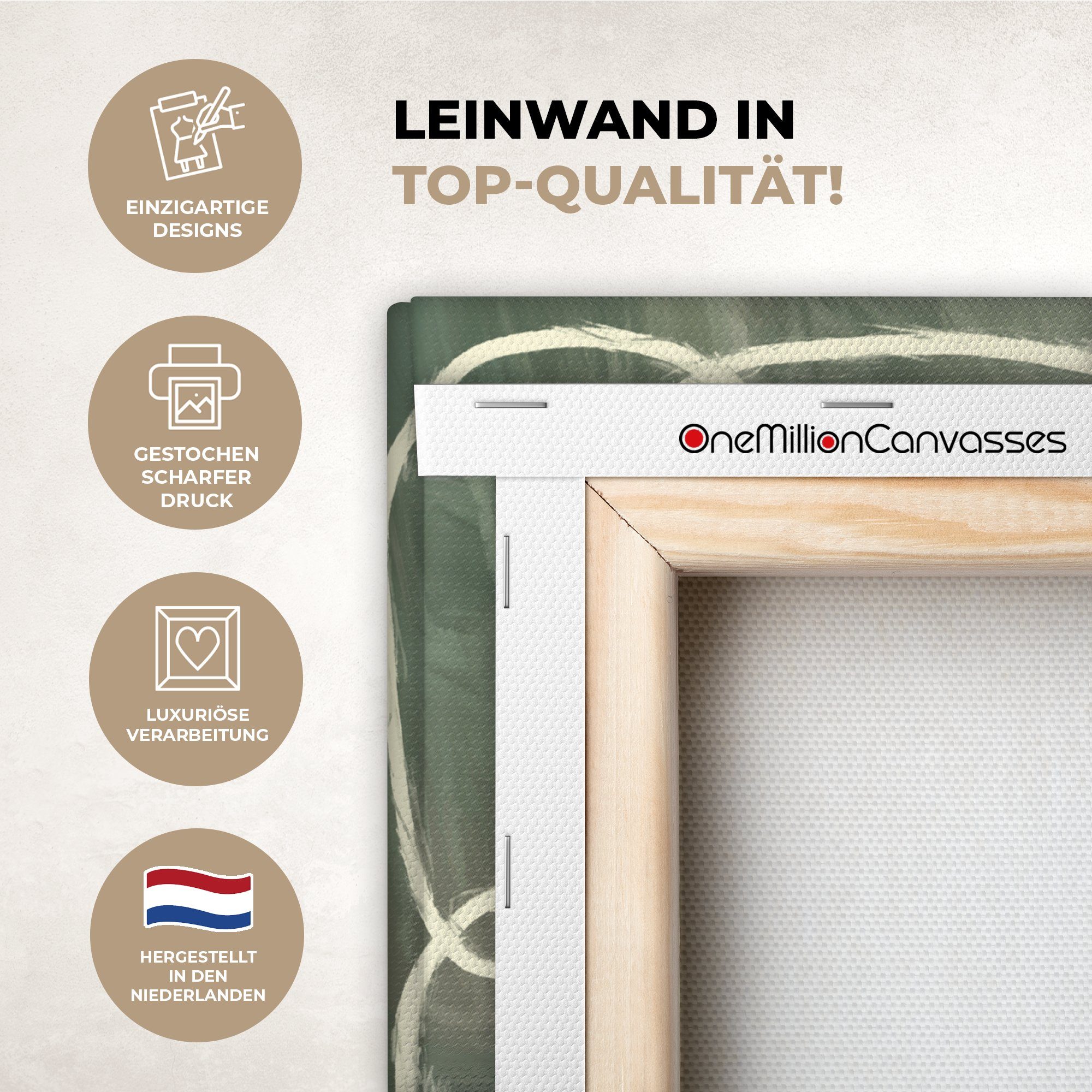 OneMillionCanvasses® Leinwandbild Abstrakt - Grün - Kunst - Modern, Fotodruck (1 St), Leinwand Canvas Wandbild, Wanddekoration 20x30 cm
