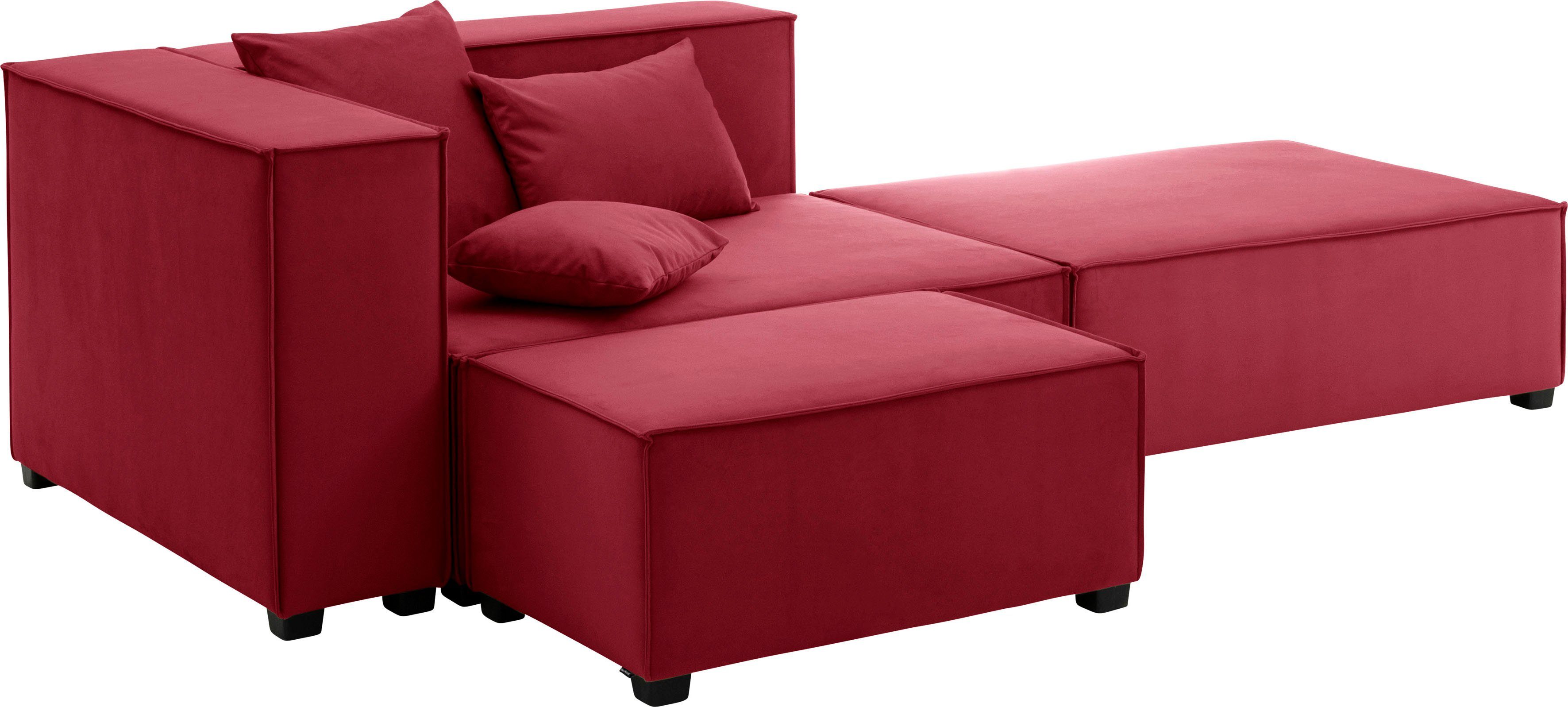 kombinierbar Sofa-Set Wohnlandschaft Max 08 Winzer® MOVE, Zierkissen, 5 aus Set, rot inklusive Sitz-Elementen, 3