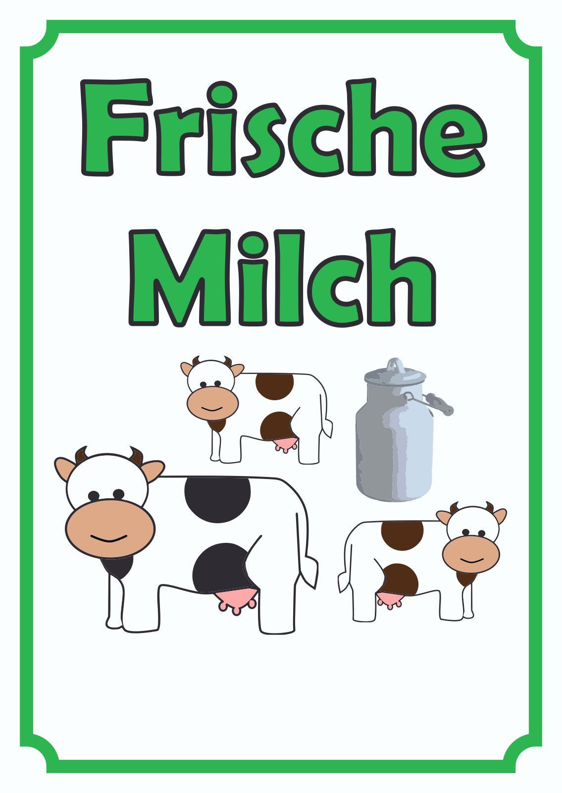 HB-Druck Hinweisschild Frische Milch Schild Hochkant, wetterfest, stabil, UV-beständig, kratzfest