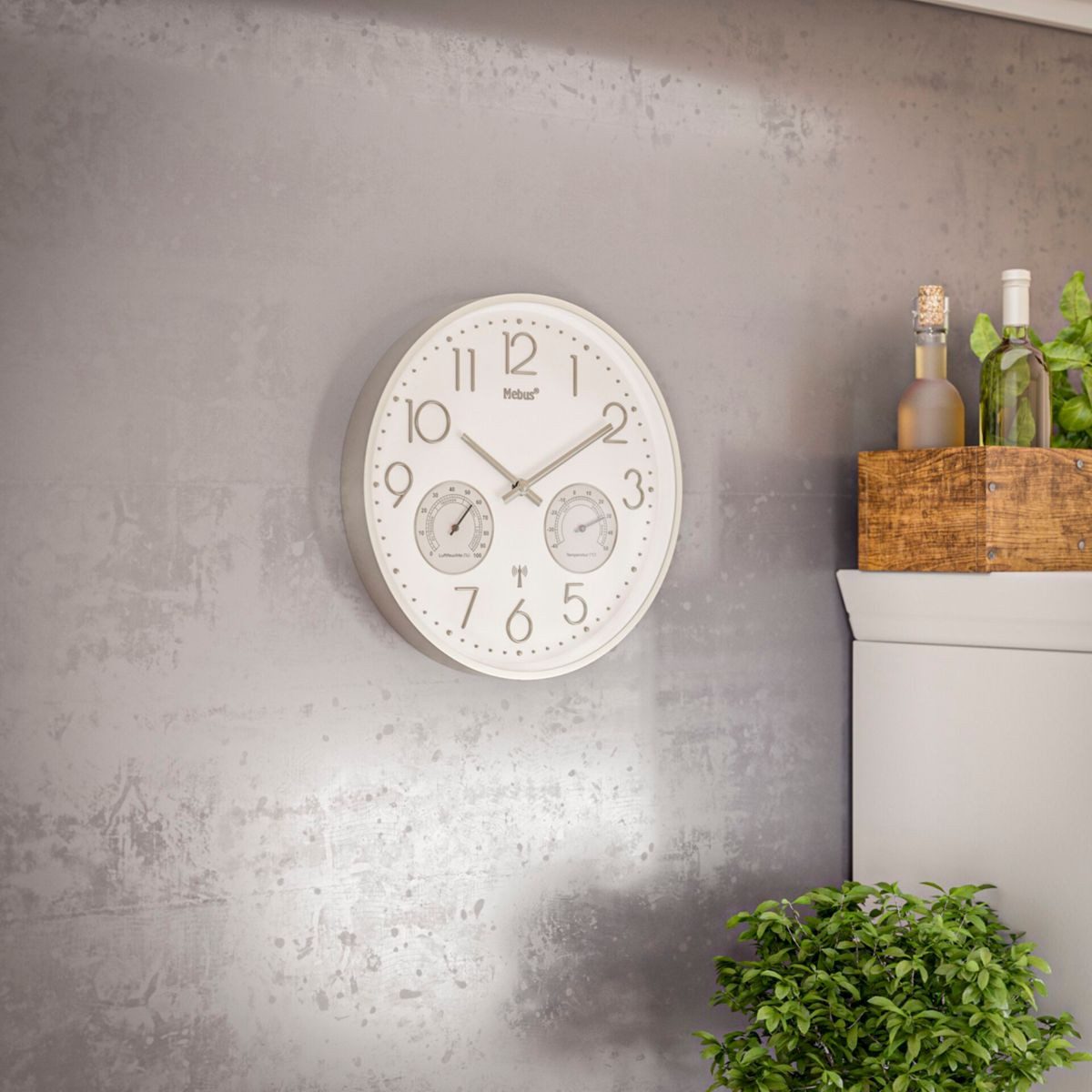 Mebus Wecker 12989 Funkwanduhr mit Thermo-Hygrometer
