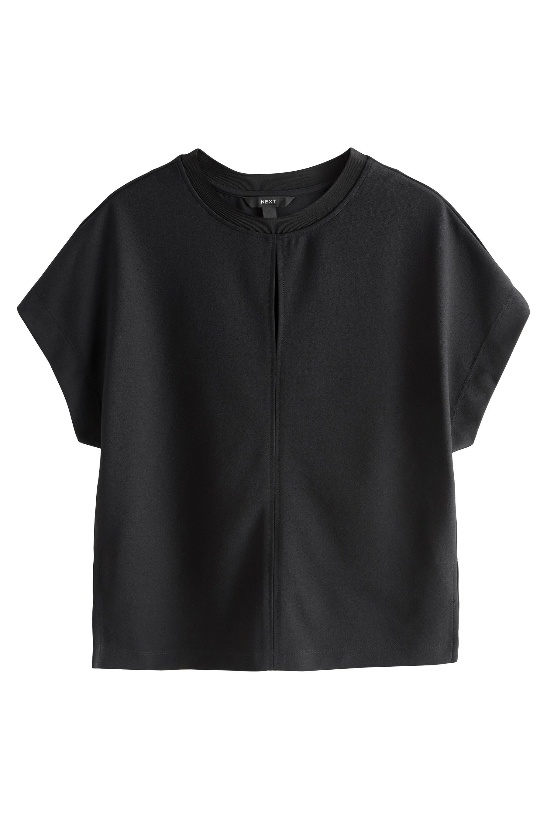 Next Kurzarmbluse Oberteil mit Rundhalsausschnitt und Schlüsselloch (1-tlg) günstig online kaufen