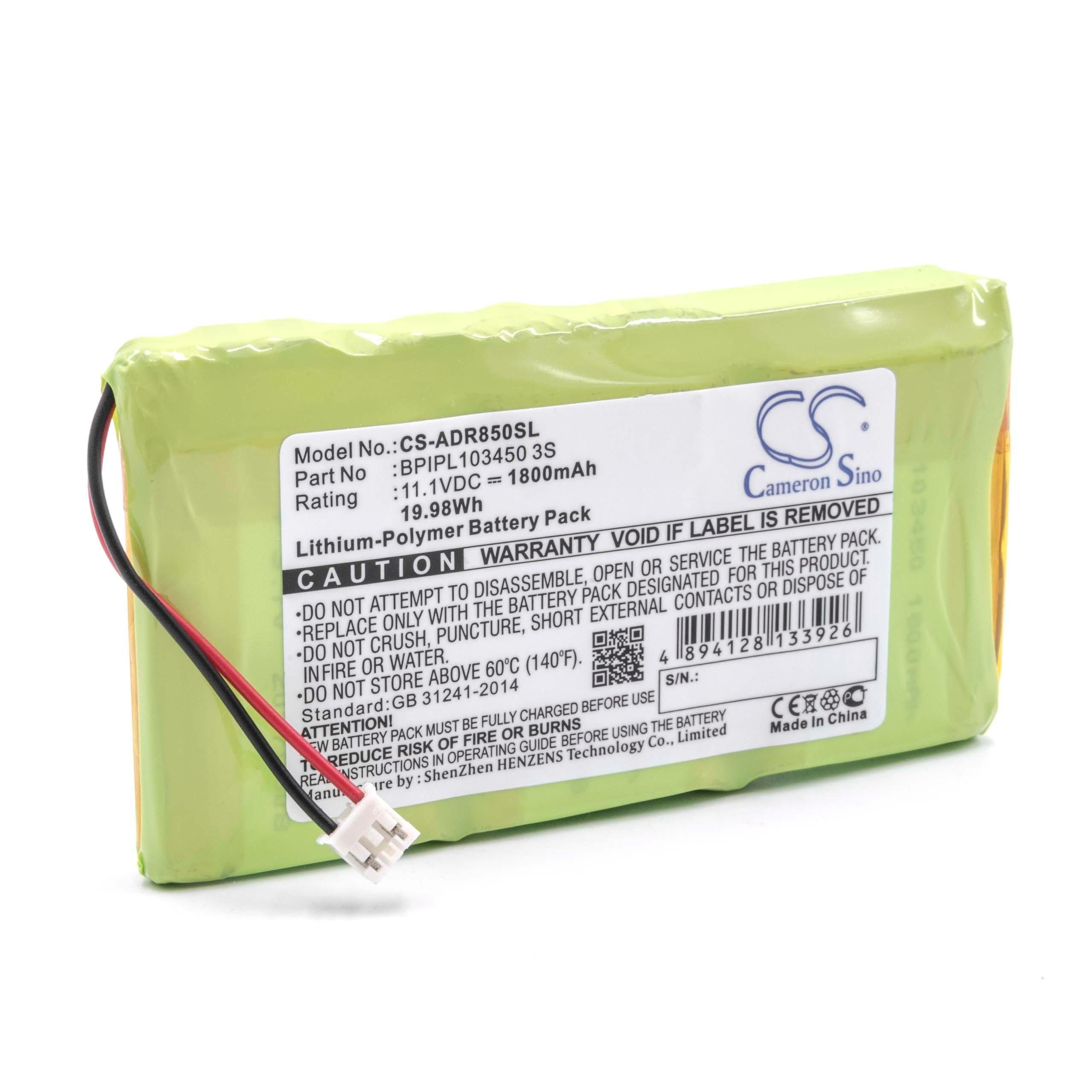 vhbw Ersatz für Albrecht BPIPL103450 3S für Akku Li-Polymer 1800 mAh (11,1 V)