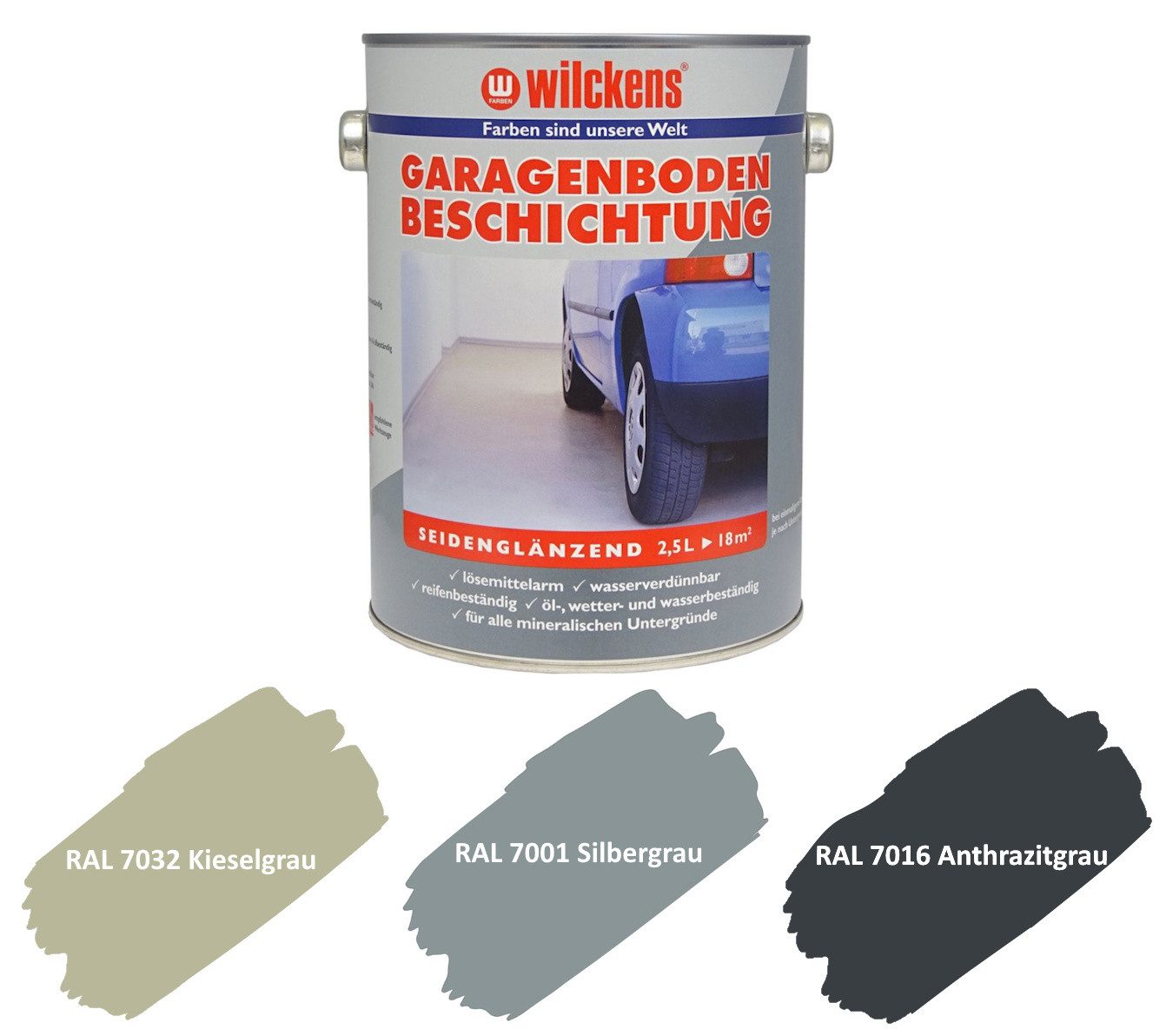 Wilckens Farben Bodenversiegelung Garagenbodenbeschichtung 2,5 L Kieselgrau RAL 7032