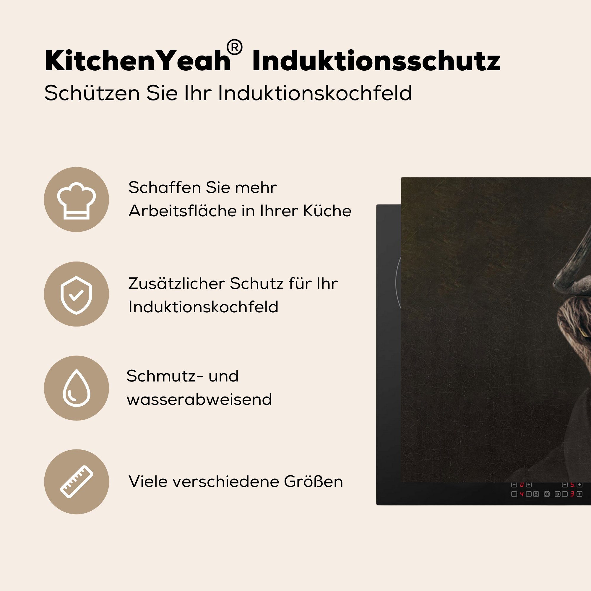Schutz Induktionskochfeld 81x52 cm, - tlg), Schottischer küche, für Ceranfeldabdeckung Vinyl, (1 Highlander MuchoWow Pak, - die Meister Alte Herdblende-/Abdeckplatte