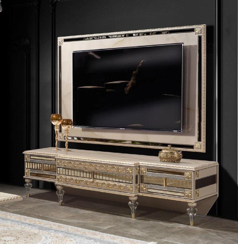 jvmoebel sideboard beige sideboard tv ständer holz luxus