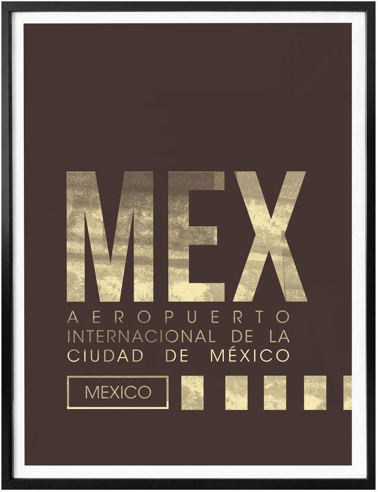 Wandbild, (1 Mexico Poster, Wandbild Flughafen MEX Bild, Wandposter Wall-Art Poster St), City, Flughafen