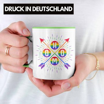 Trendation Tasse Trendation - LGBT Tasse Geschenk für Schwule Lesben Transgender Regenbogen Herzschlag Lustige Grafik Regenbogen Homo