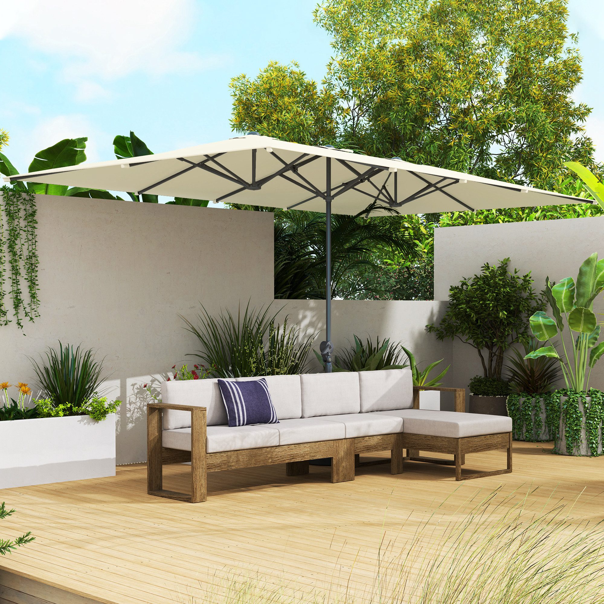 Outsunny Sonnenschirm mit Kurbel, 451 x günstig online kaufen