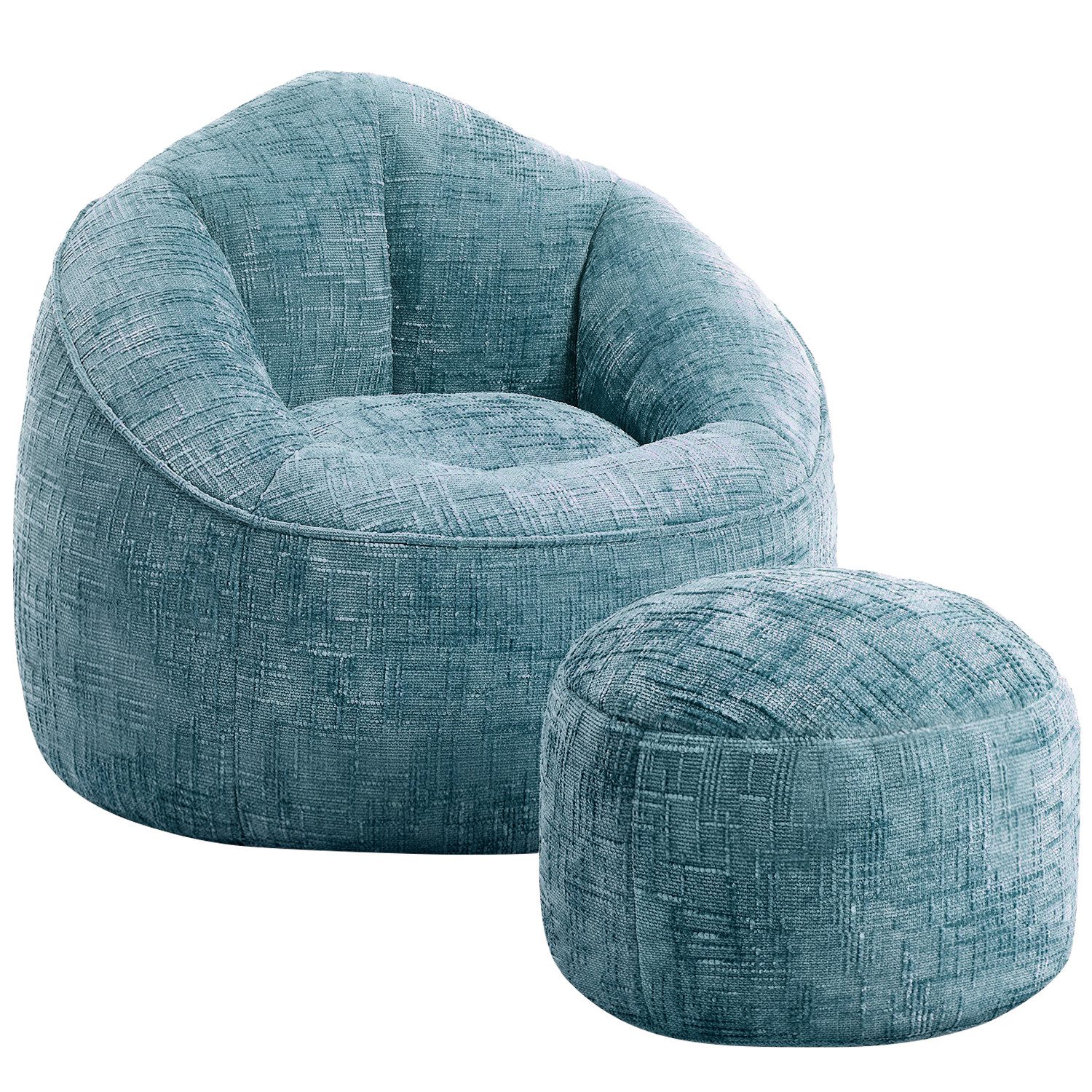 Lexzurn Sitzsack Sitzsack Lazy Sofa Gaming Sitzsack mit Hocker, Sitz Sack mit (Granularer-MemorySchwamm Füllung, Lounge Sessel, Lounge Stuhl, 97x93x77 cm Couch für Erwachsene und Kinder), Weich und Formstabil, Für Schlafzimmer, Büro und Wohnzimmer