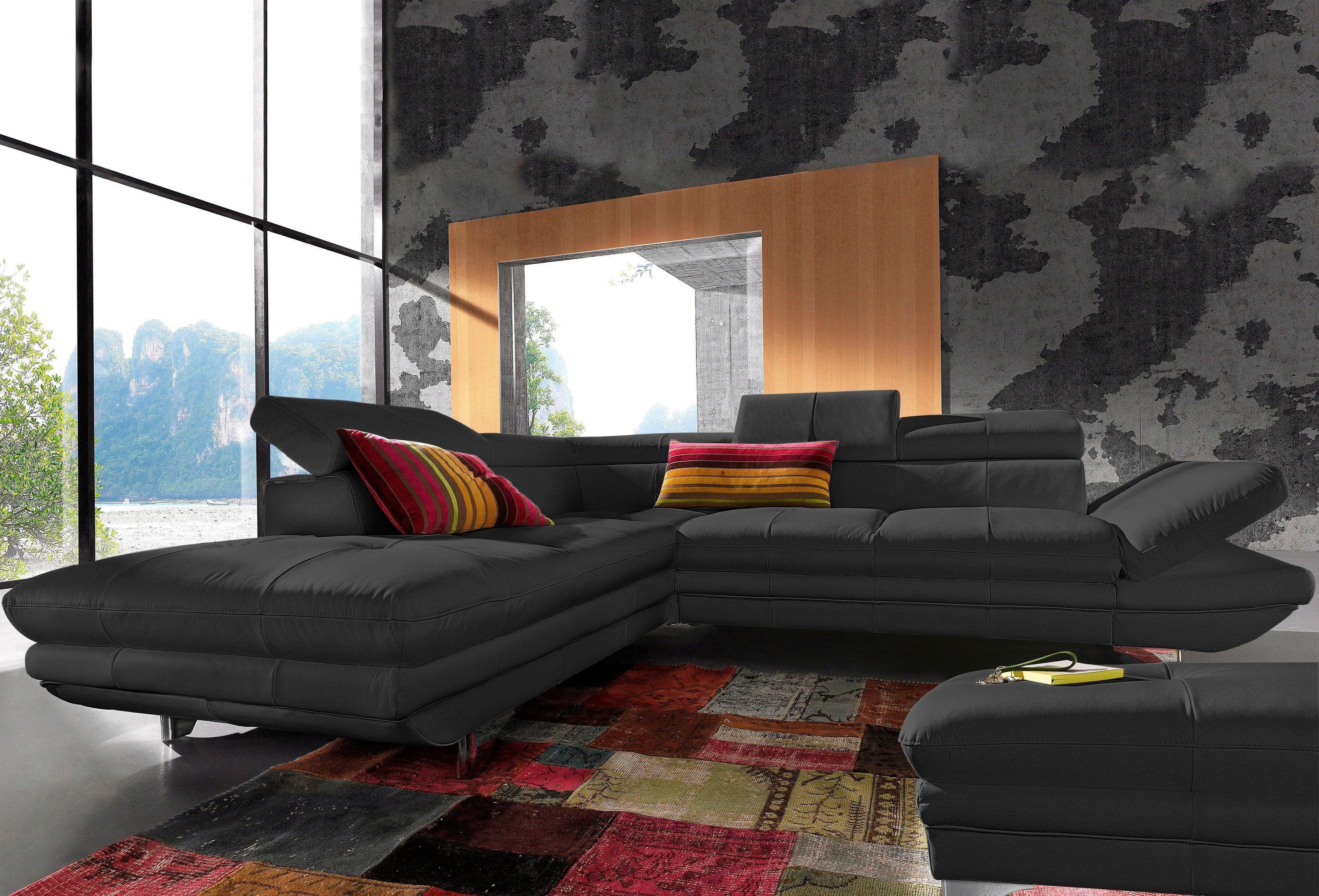 COTTA Polstergarnitur Enterprise L-Form, (Set), Set bestehend aus: Ecksofa mit Arm- & Kopfteilverstellung & Hocker