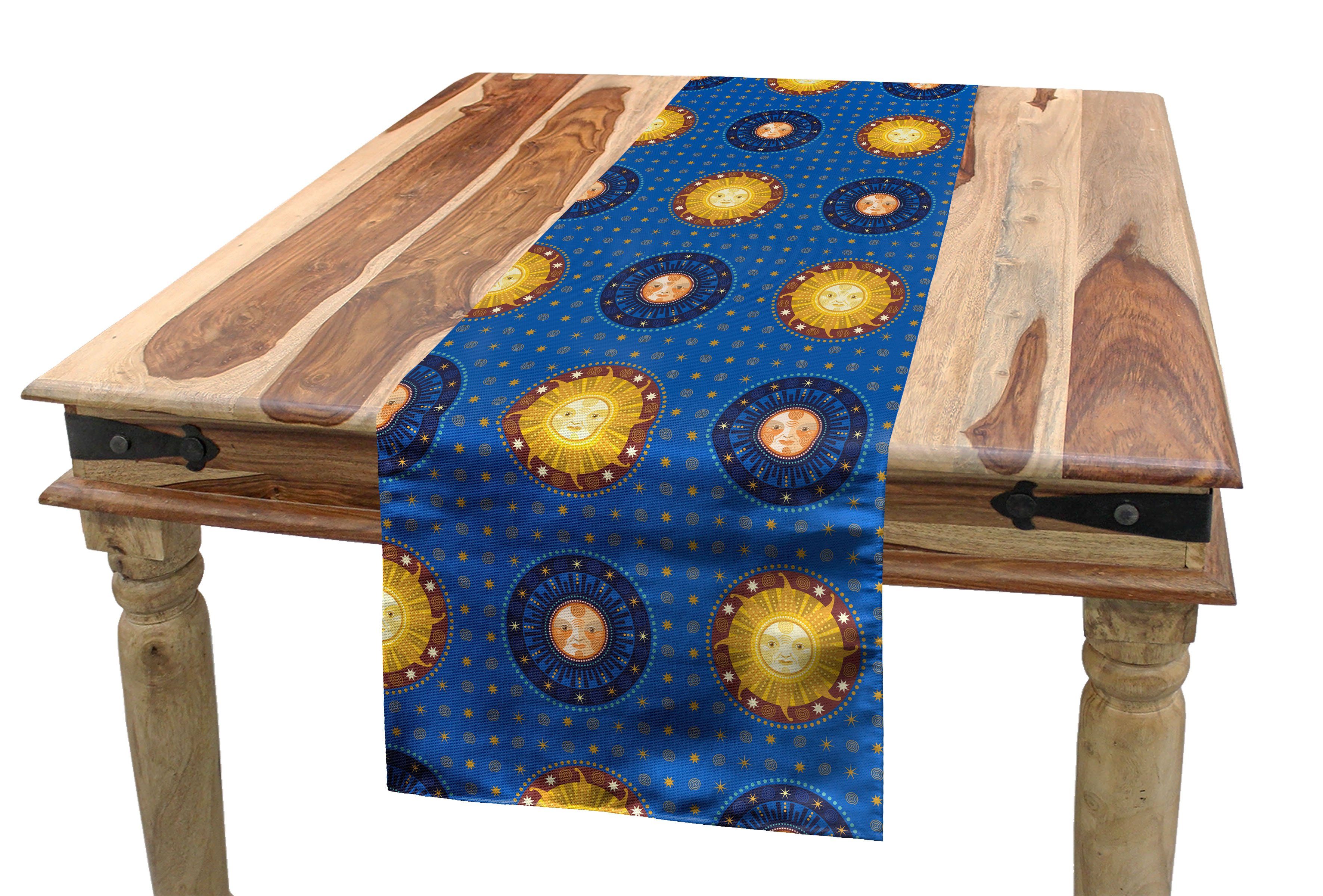 Abakuhaus Tischläufer Esszimmer Küche Rechteckiger Dekorativer Tischläufer, Astrologie astronomisch Ornament