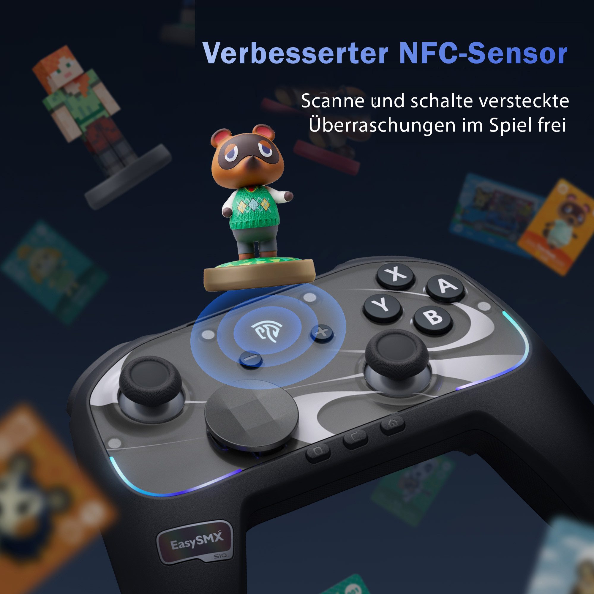 ANYSUN Switch 2 Controller mit Wake-up, TMR Joystick, Gaming-Controller (In-Game Chat,mechanische Tasten,6-Axis Motion, NFC Funktion, Switch 2Pro Controller mit austauschbar D-Pad&Magnetische Frontplatten)