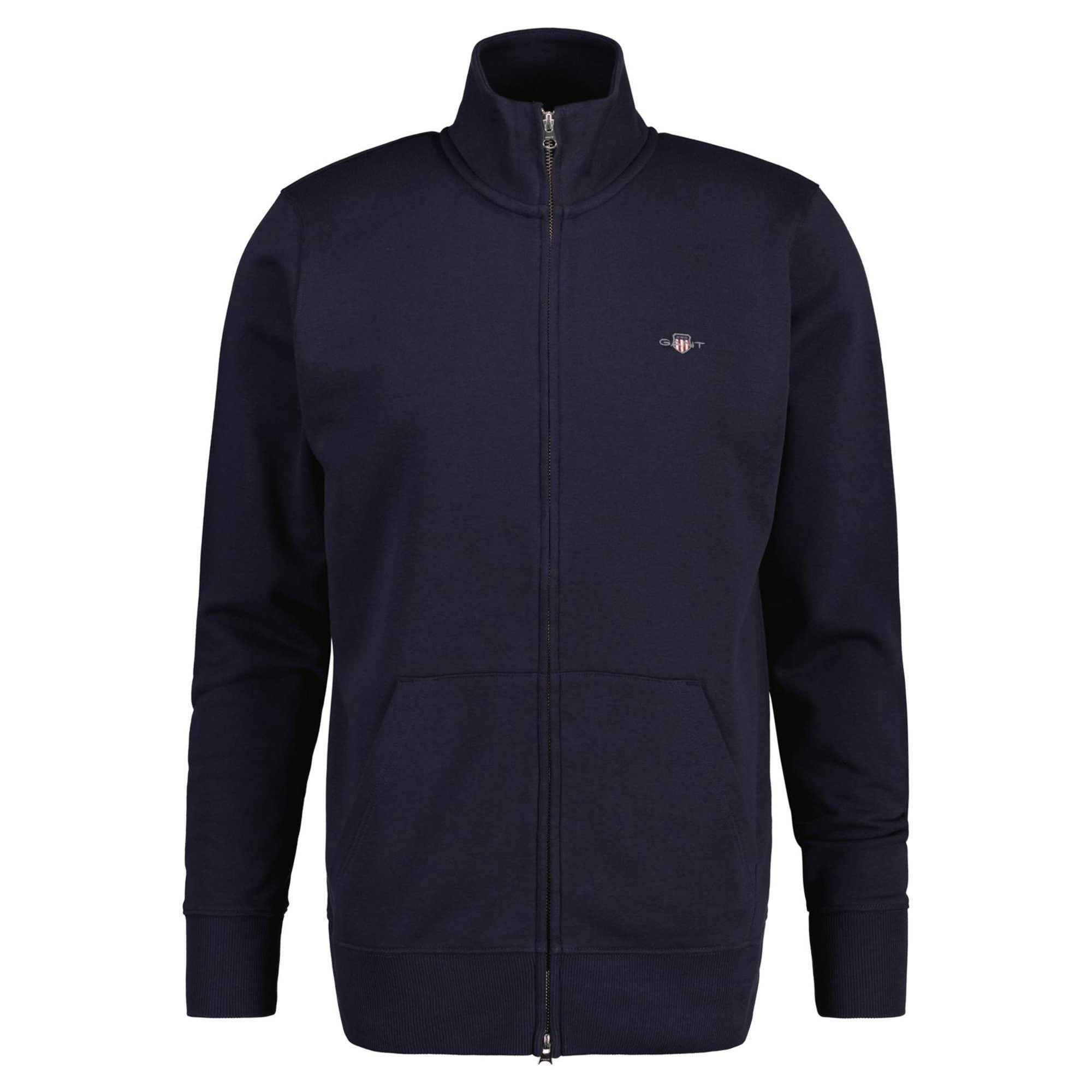 Gant Basic-Sweatjacke mit Stehkragen Farbe dunkelblau Größe: 5XL günstig online kaufen