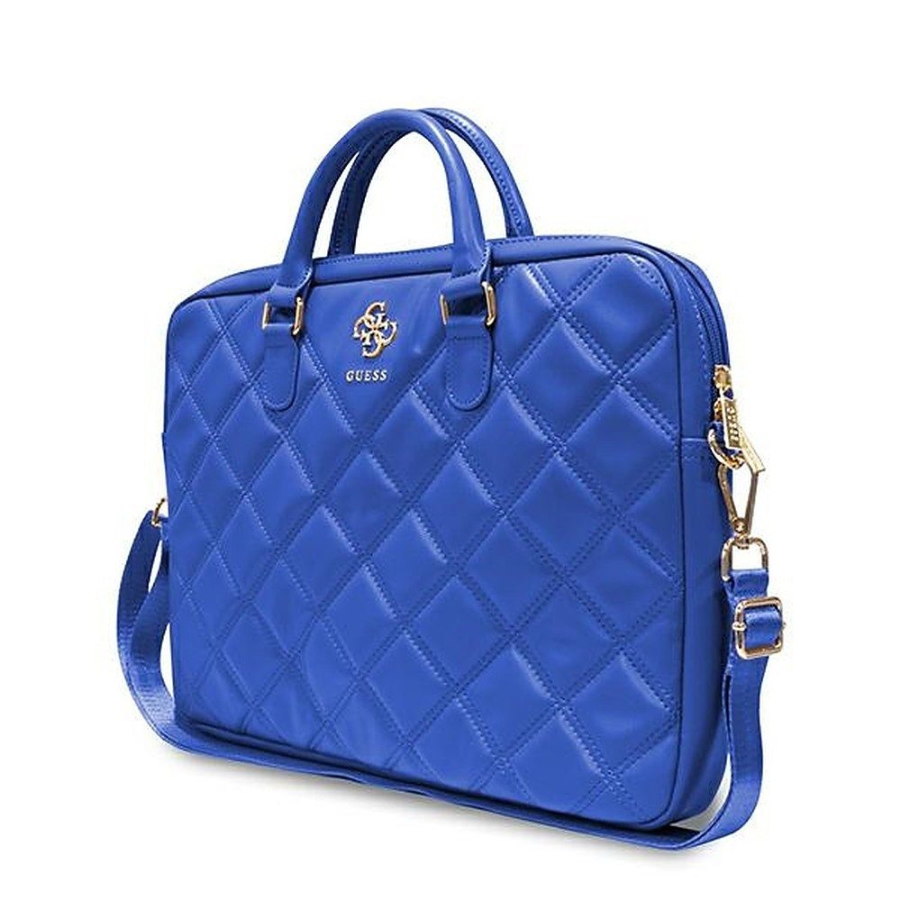Guess Laptoptasche Schultertasche Businesstasche Aktentasche (Spar-Set, 1-tlg., 41 x 31 x 6 cm gesteppt), 3D-Steppung, Goldbeschläge, Trolleyband