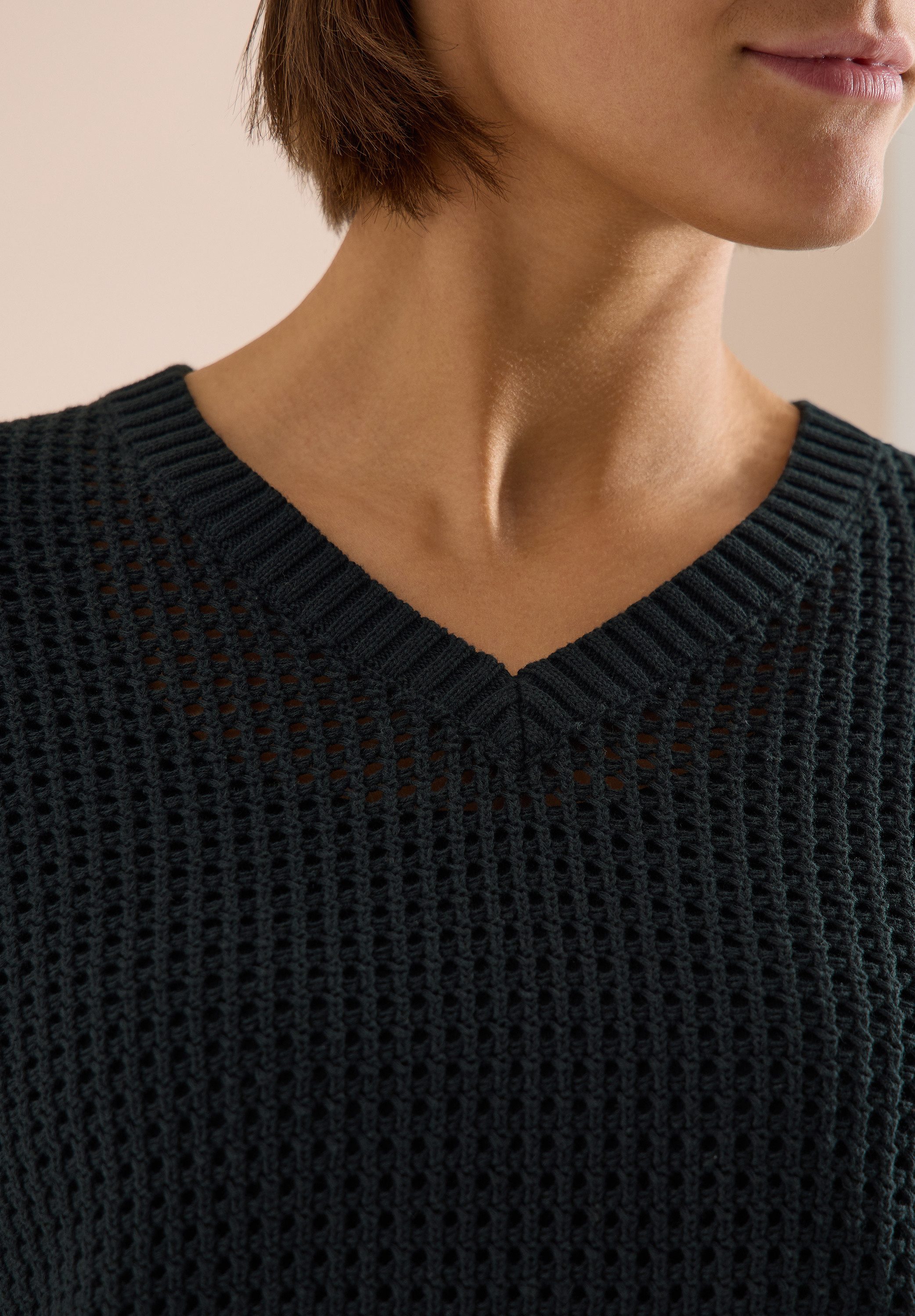 CECIL Strickpullover im Crochet-Look/moderner Sommerstrick