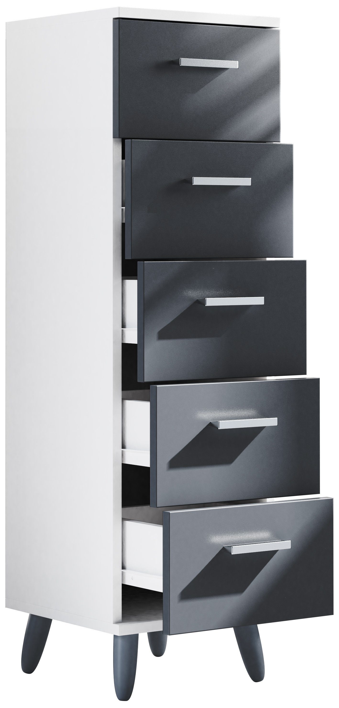 VCM Midischrank Badschrank Landos H. 100 x B. 30 x T. 30 cm Badmöbel Midischrank, Kommode, 5 Schubladen