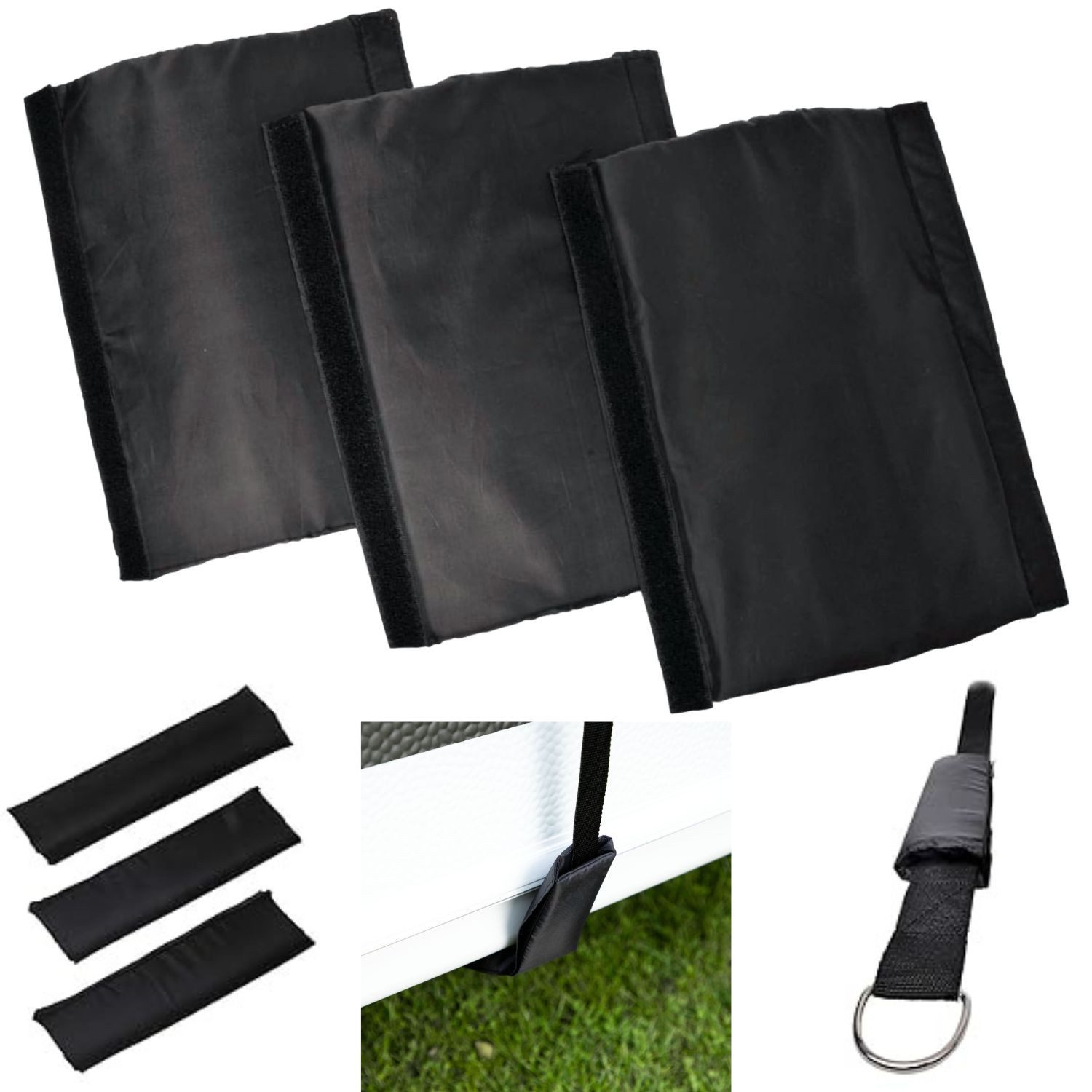 Cartrend Campinghocker 3x Caravan Eckschoner Set Schutzecken Schwarz, Wohnmobil Wohnwagen Sturmband Spangurt Planen Schutzdächer Markisen