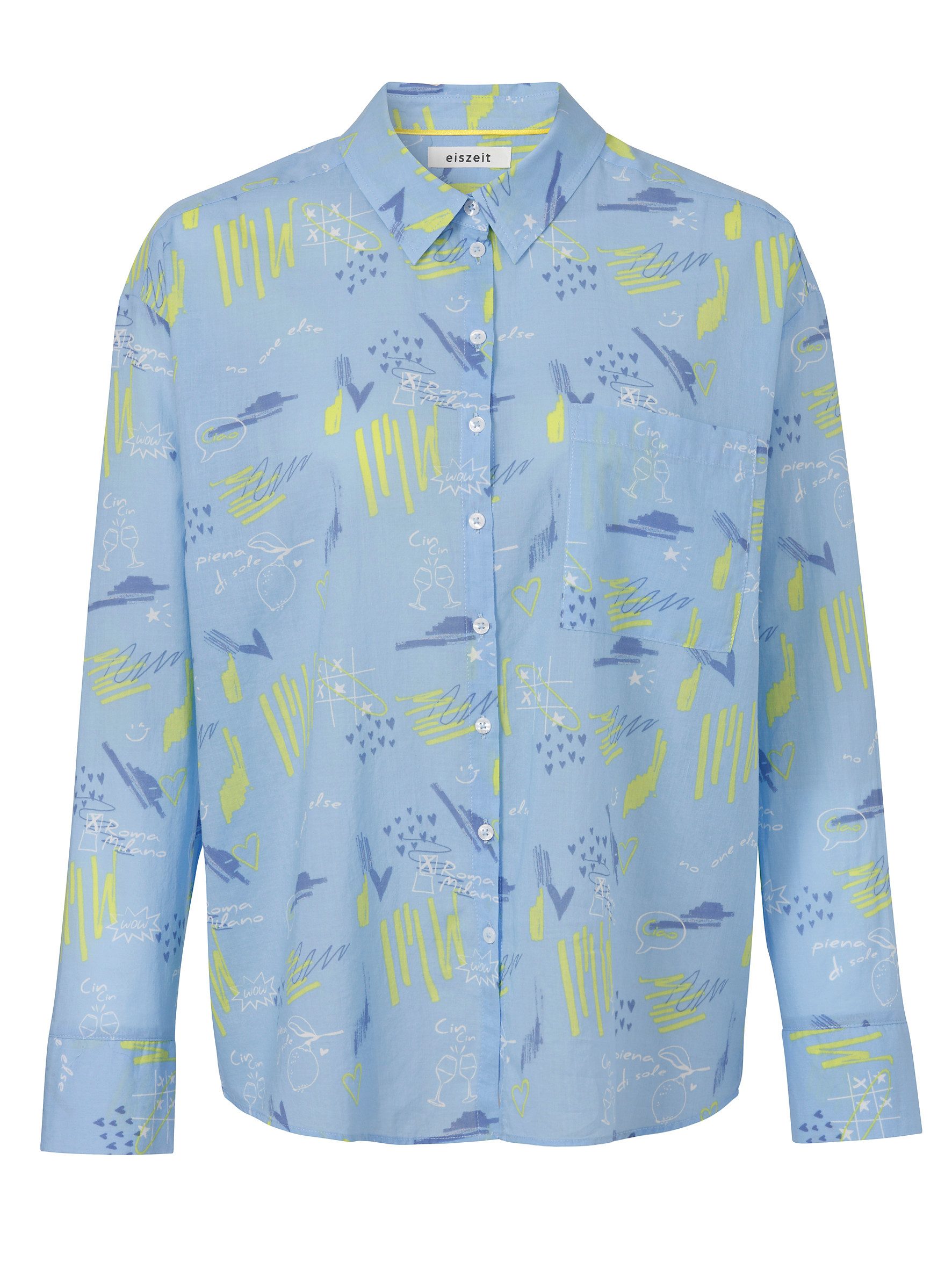 VIA APPIA Langarmbluse Bluse Hemdkragen 1/1 Arm Druck