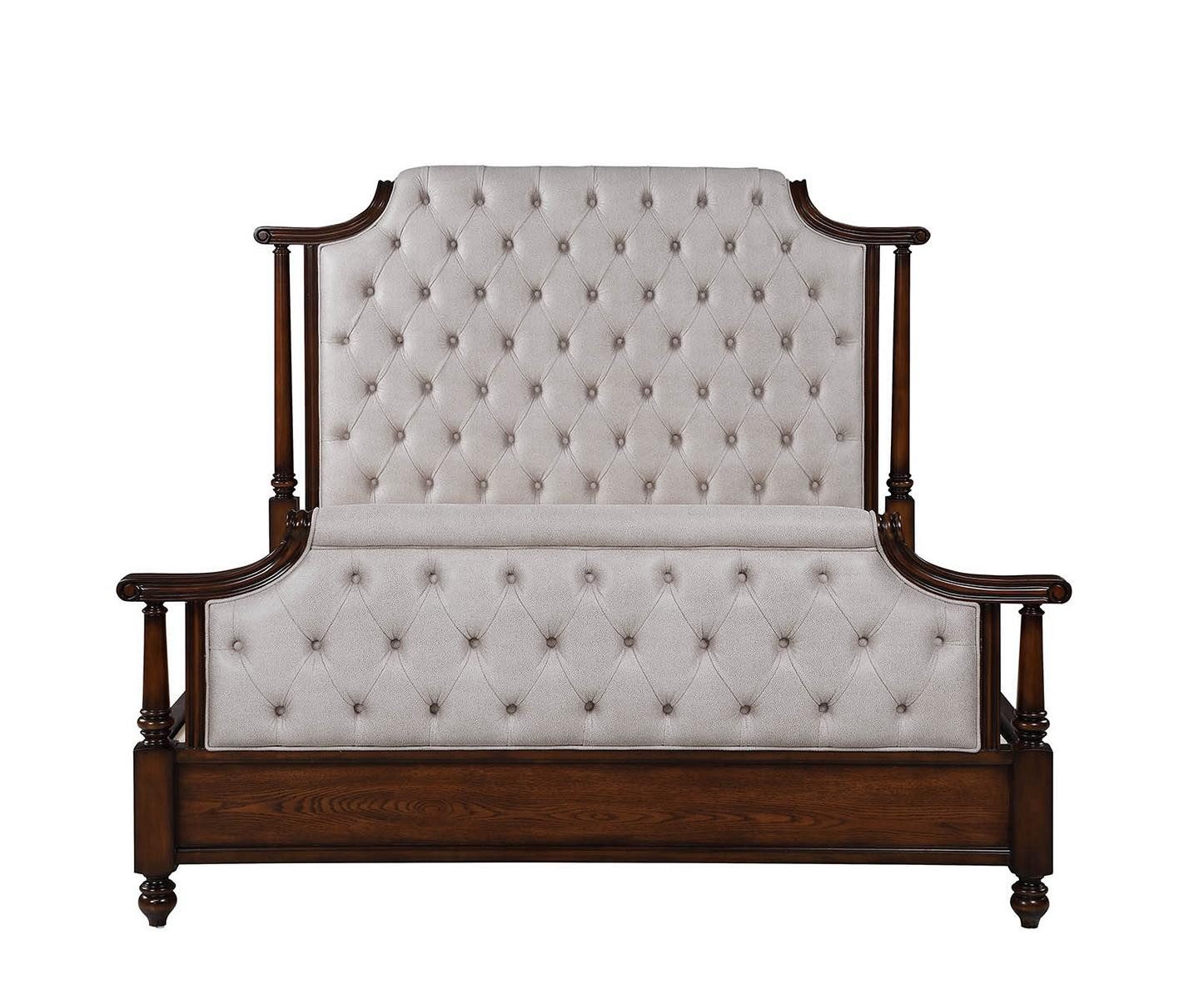 JVmoebel Schlafzimmer-Set Chesterfield Bett mit Nachttischen in elegantem Design, Made in Europa