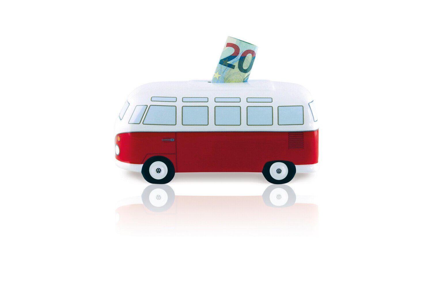 VW Collection by BRISA Spardose Volkswagen Sparbüchse, Sparschwein im roten T1 Samba Bus Design