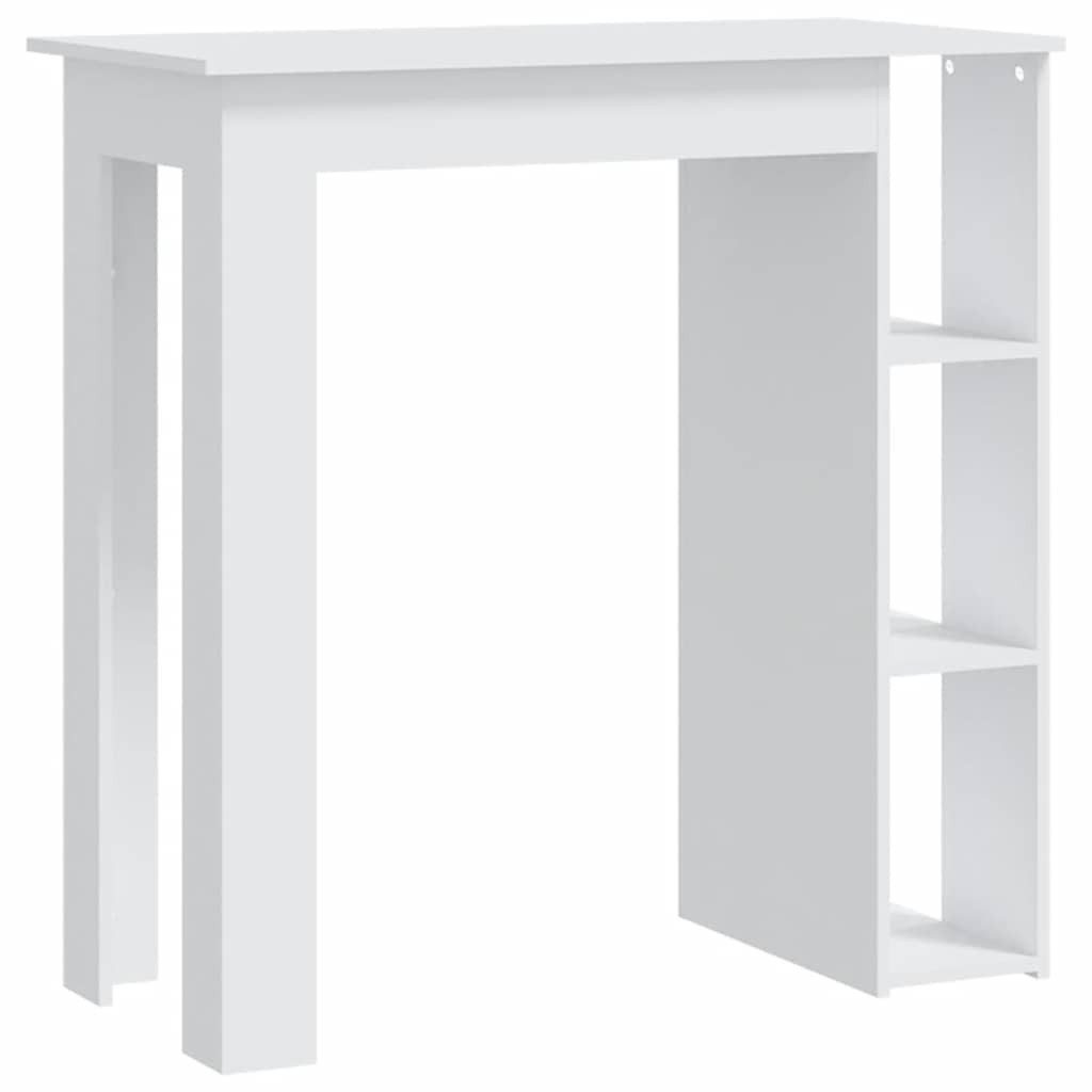 furnicato Bartisch Weißer Stehtisch aus Holzwerkstoff 102 x 50 x 103,5 cm (1-St), Bistrotisch mit drei Ablagen für Küche oder Essbereich, stabil