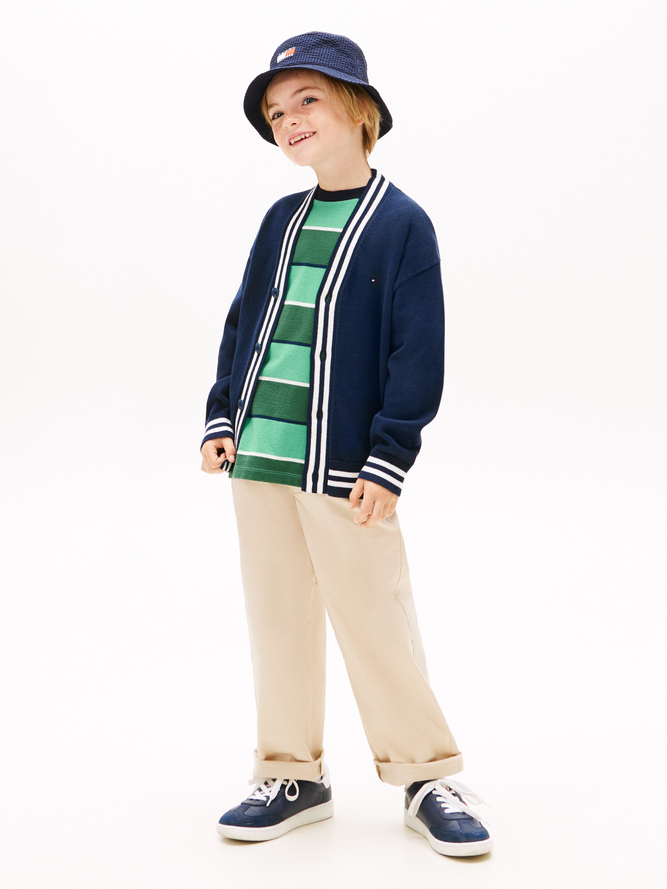 Tommy Hilfiger Strickjacke VARSITY RIB V-NECK CARDIGAN Kinder bis 16 Jahre, regular fit