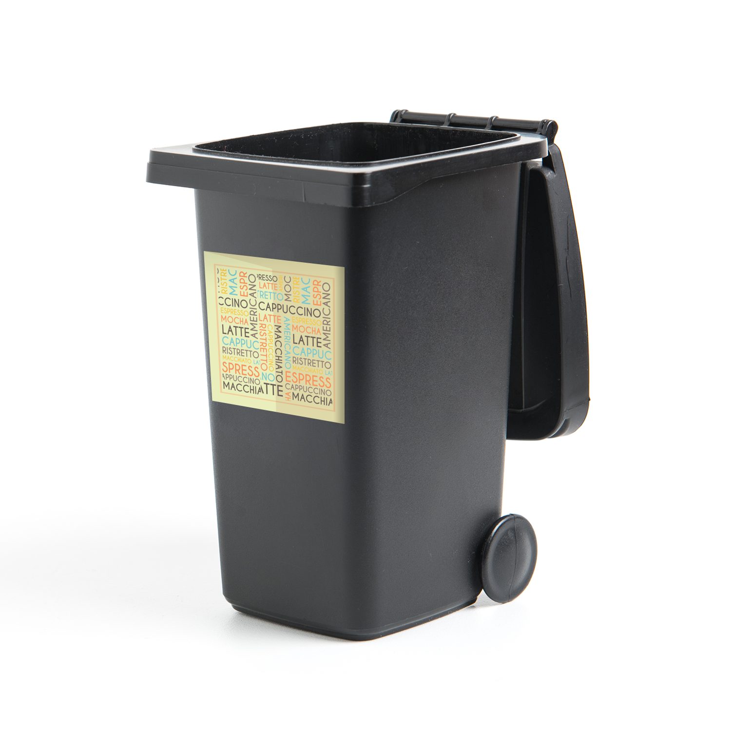 MuchoWow Wandsticker Zitate Sticker, Espresso, Container, Mülleimer-aufkleber, - Kaffee - (1 Reden St), Latte - Abfalbehälter Mülltonne, Cappuccino, Macchiato