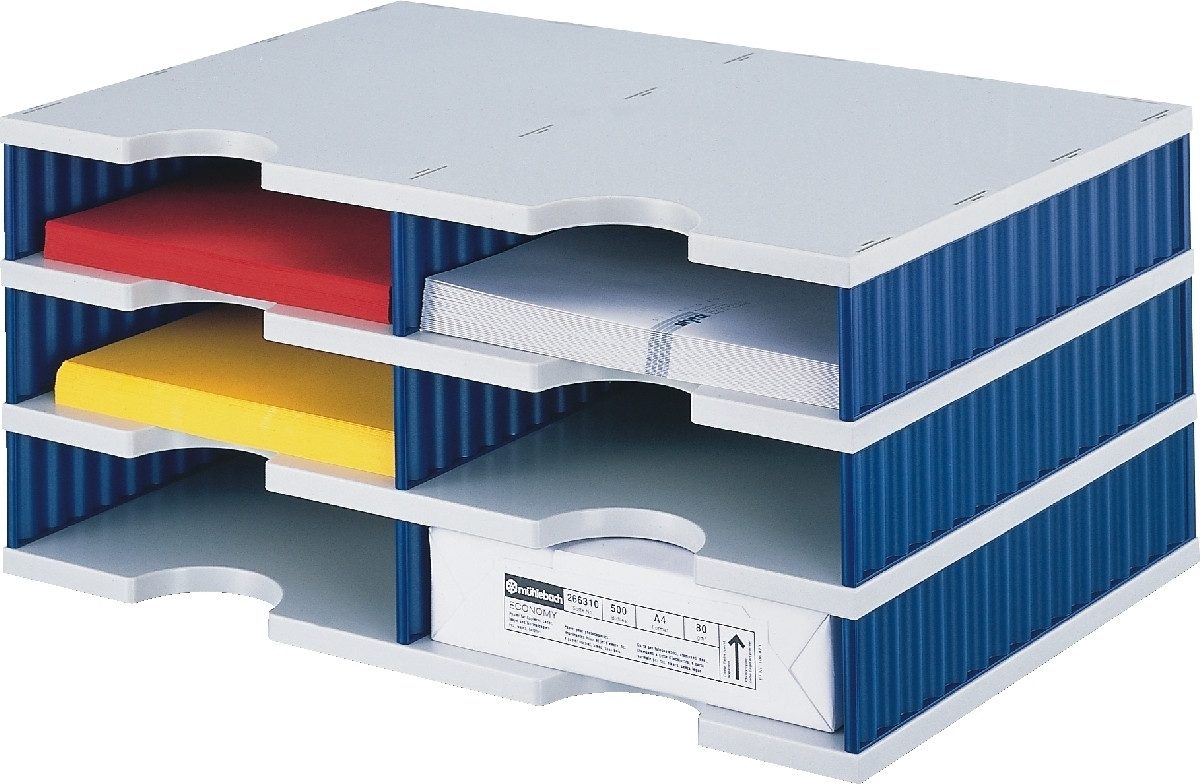 STYRO Organizer Sortierstation styrodoc Duo 6 Fächer grau/blau