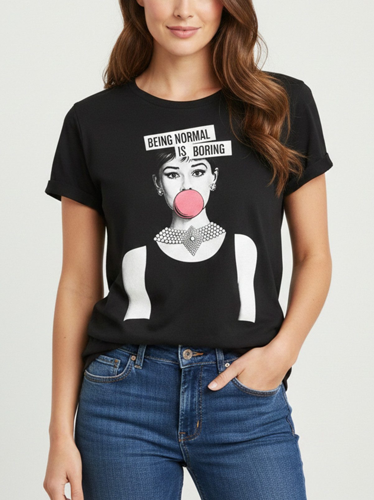 MAKAYA Print-Shirt Damen Audrey Lustige Ausgefallene Frauen Oberteile Freche Sprüche Top