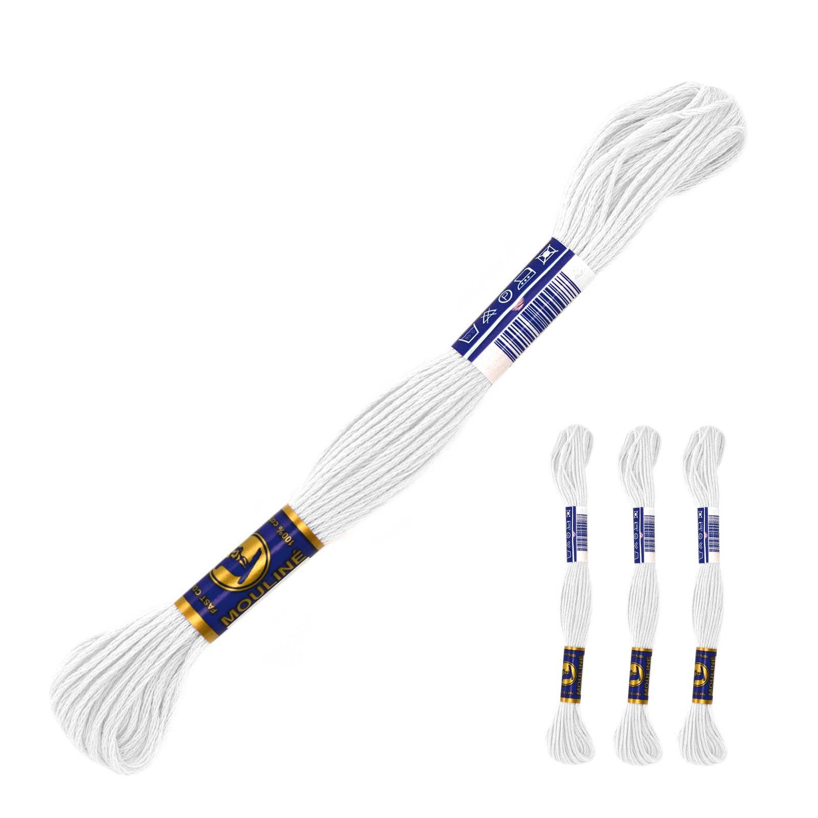 maDDma 3 Docken Stickgarn Sticktwist Stickgarn, 8 m, 0010 weiß