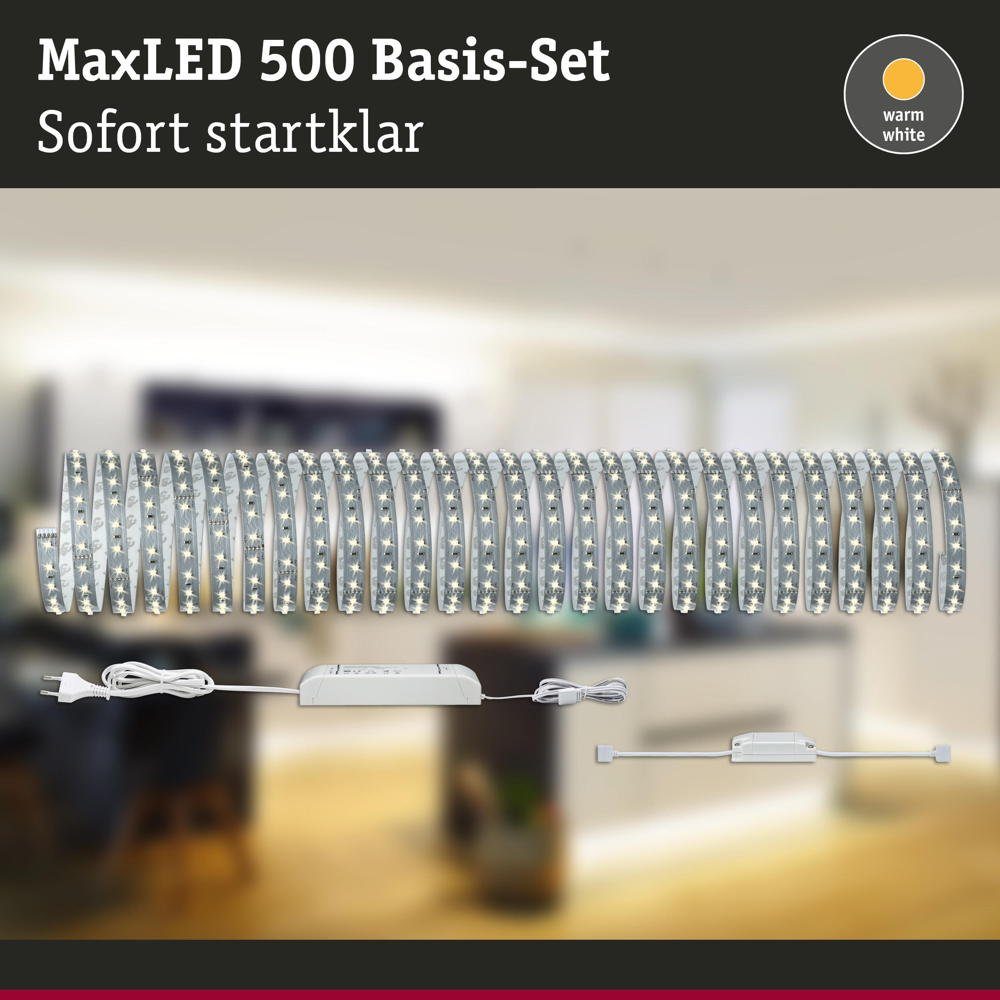 Paulmann LED Stripe Steue, 1-flammig, 500, selbstklebend, 10m App kürzbar, Länge, MaxLED Basisset LED Home Streifen
