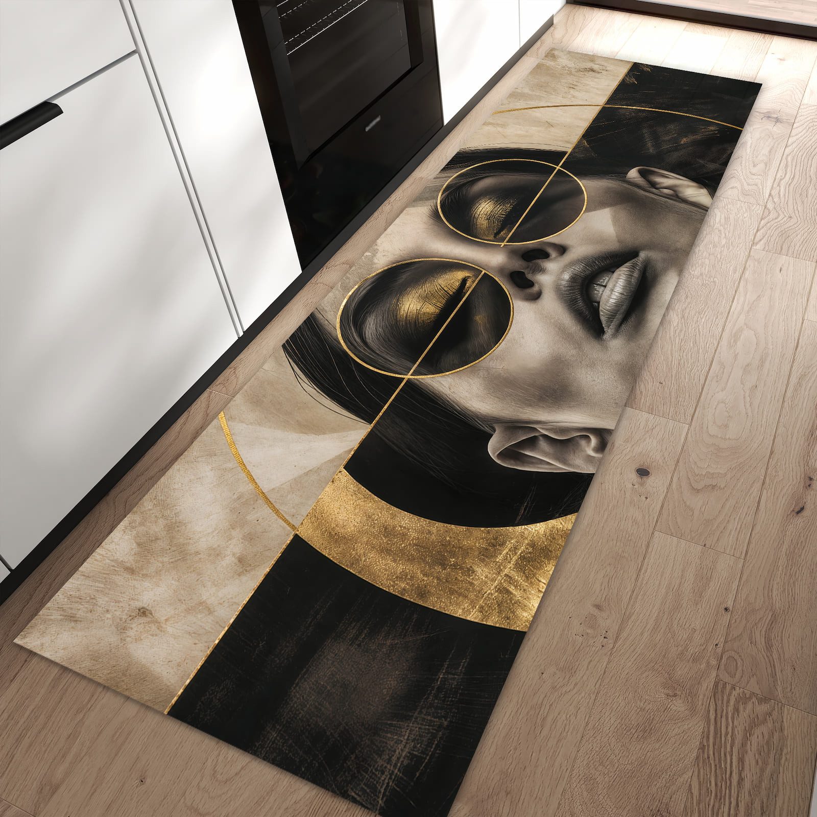 Primedeco Teppich Küchenteppich Abstrakte Sonnenbrille PVC rutschfest abwas günstig online kaufen