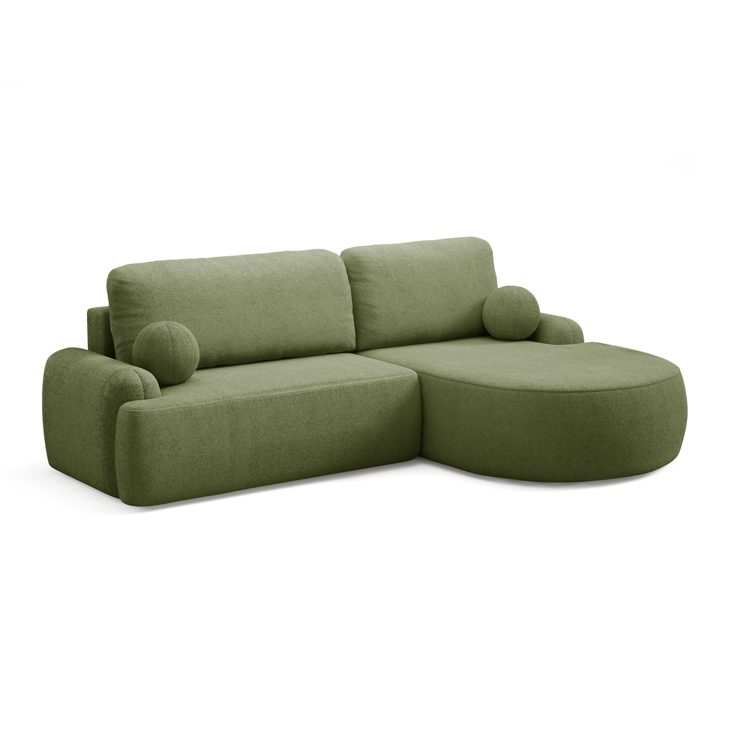 Lookway Ecksofa CLEO Rundes Ecksofa mit Schlaffunktion und Bettkasten, mit Bettfunktion und Bettkasten