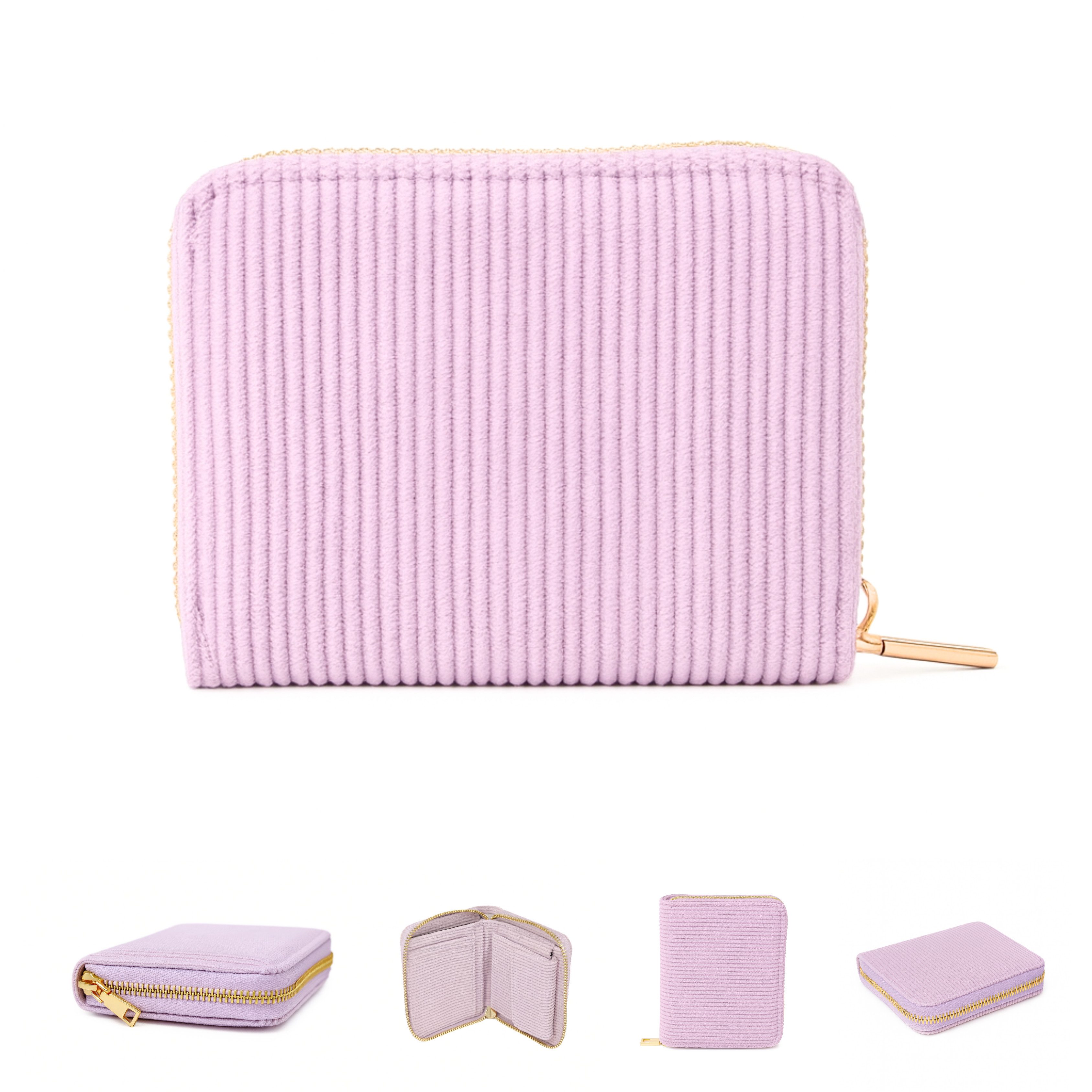 MillyMilk Geldbörse Kord Geldbeutel FONDO Damen – Mini Portemonnaie Stoff Pastell klein, Formstabil & kompakt – kein labberiges Säckchen!