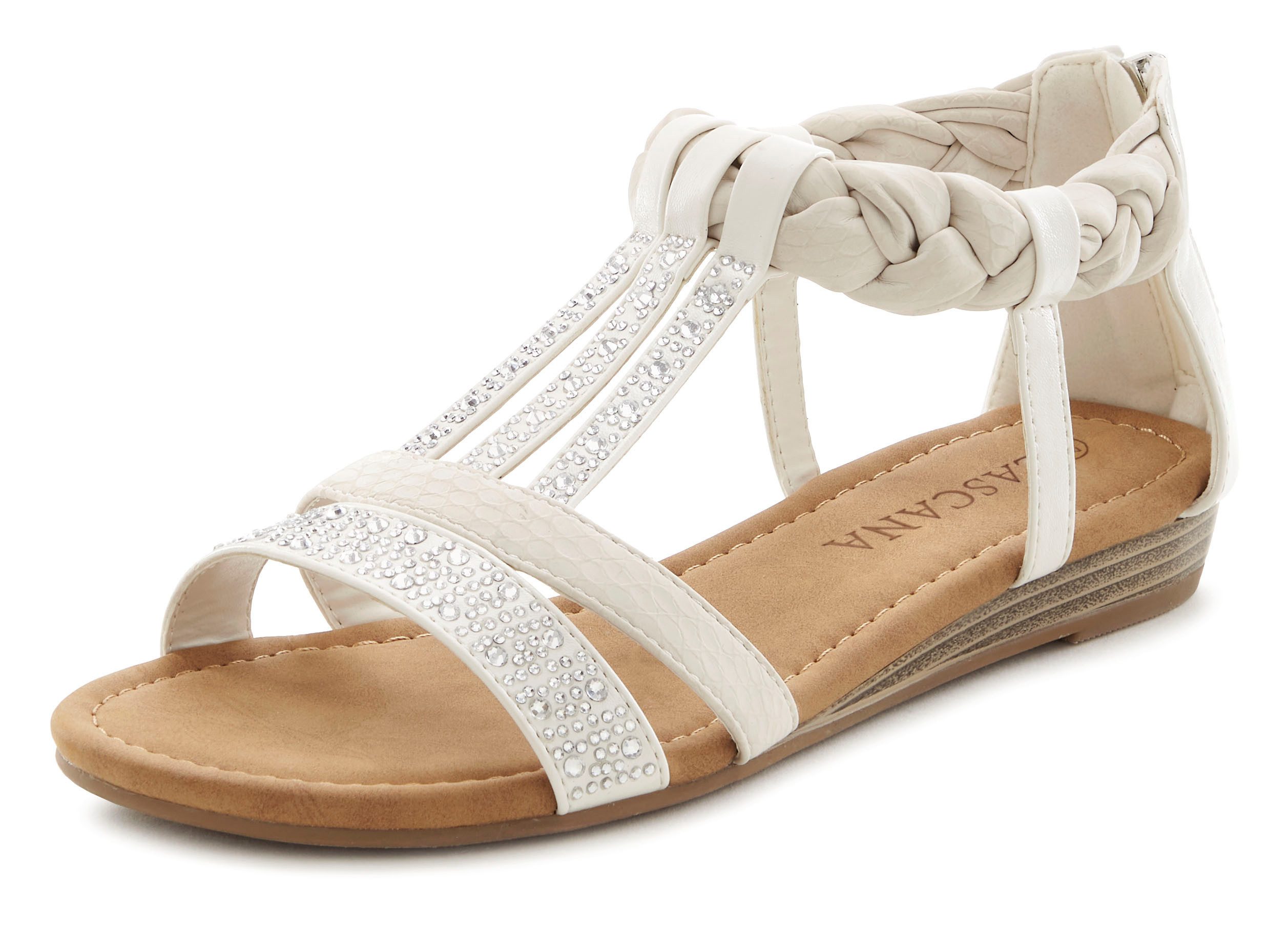 LASCANA Sommerschuh, Sandalette Sandale mit Glitzersteinen und kleinem Keil günstig online kaufen