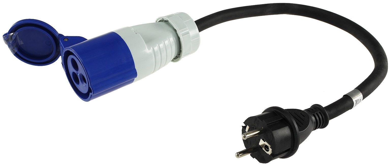 Systafex® Adapterkabel 35cm Bauwagen Wohnwagen Adapter CEE Stromkabel 16A IP44 Strom-Adapterkabel Schutzkontakt zu CEE, 35 cm, H07RN-F 3G1,5mm²