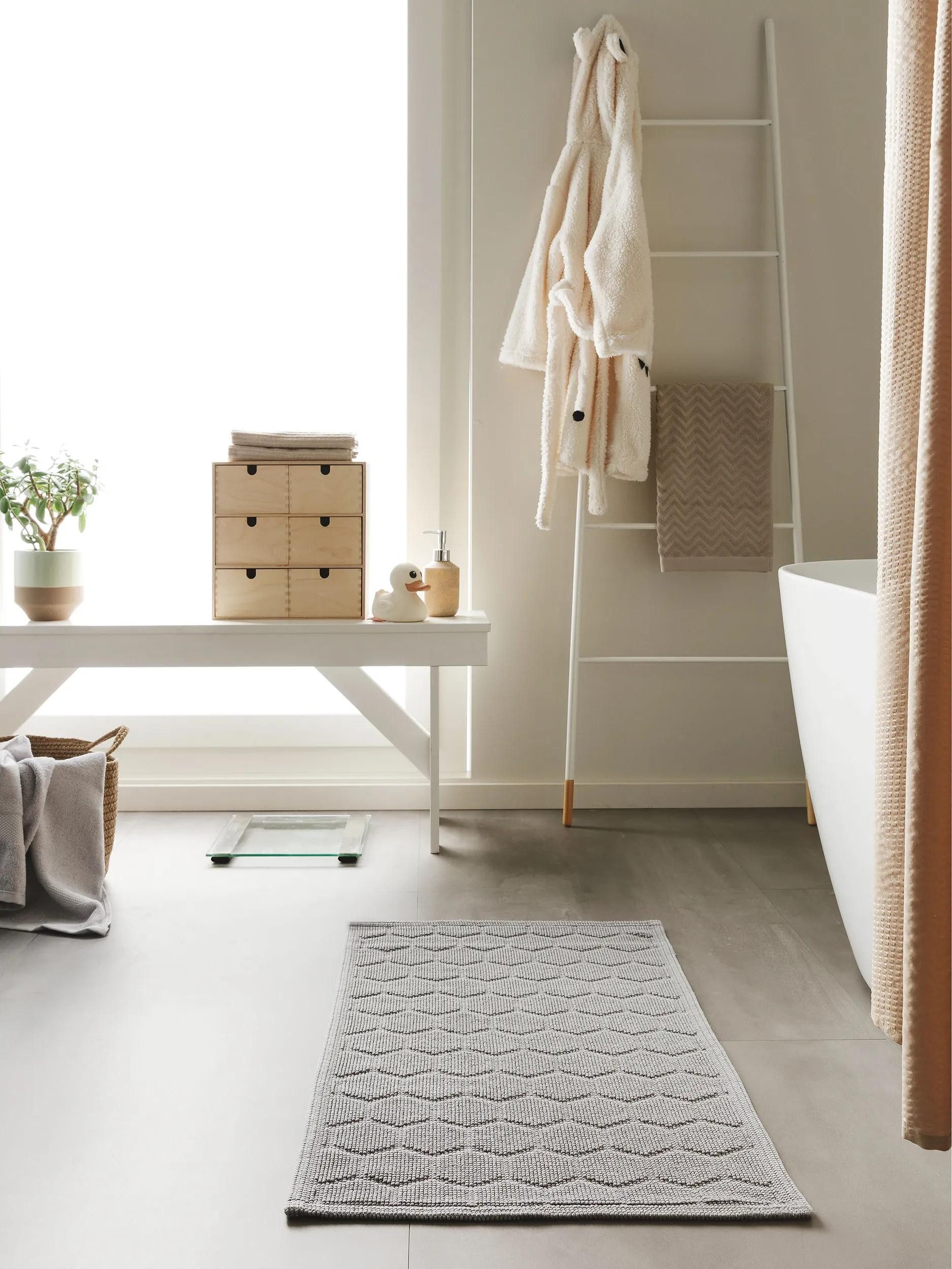 benuta Badematte Jojo, Höhe 5 mm, Baumwolle, rechteckig, 100% Baumwolle, Strukturmix, Minimalistisch, Badezimmer