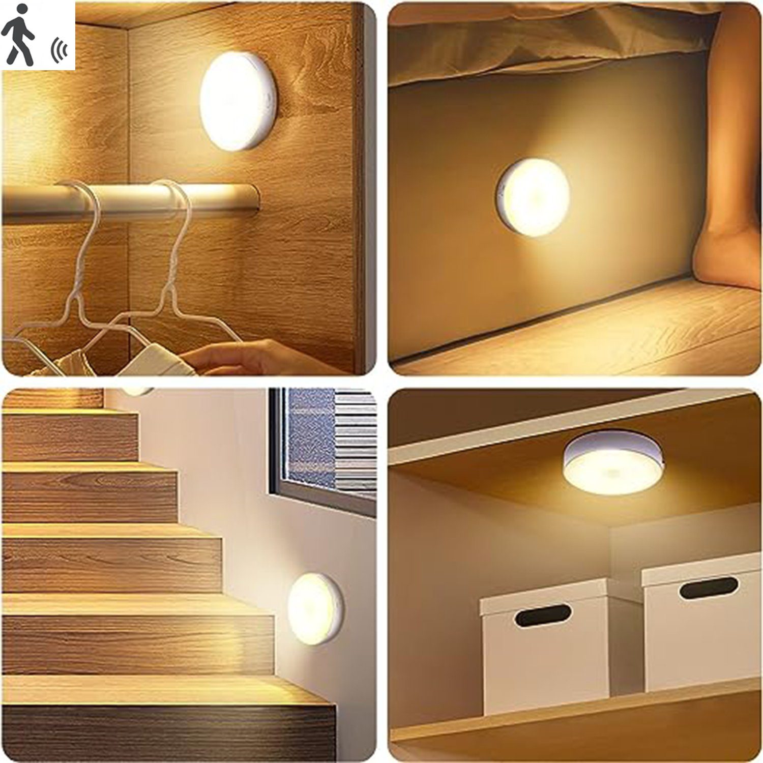 IBETTER Nachtlicht LED Nachtlicht,mit Bewegungsmelder, LED Wandlampe, mit Bewegungsmelder,für Treppenlich Kinderzimmer, Schlafzimmer Warmlicht