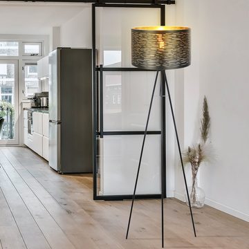 etc-shop Stehlampe, Leuchtmittel nicht inklusive, Stehlampe Standlampe Stehleuchte Wohnzimmerlampe schwarz gold H 153 cm