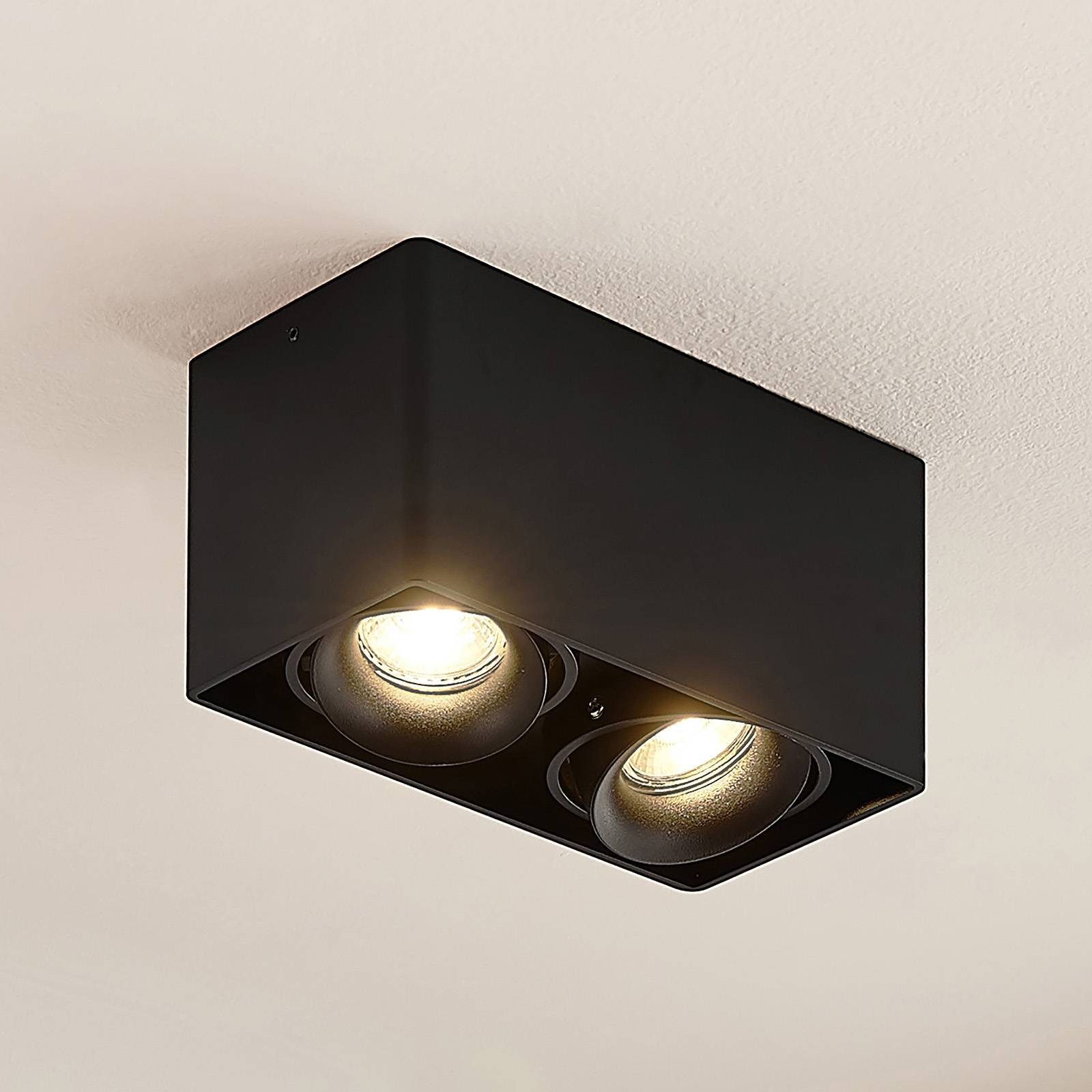 Arcchio Deckenleuchten Kubika, Metall, Schwarz IP20, 2 x 10 W LED
