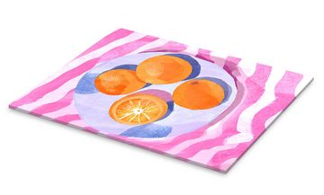 Posterlounge Acrylglasbild Ohkimiko, Orangen auf Teller, Esszimmer Malerei