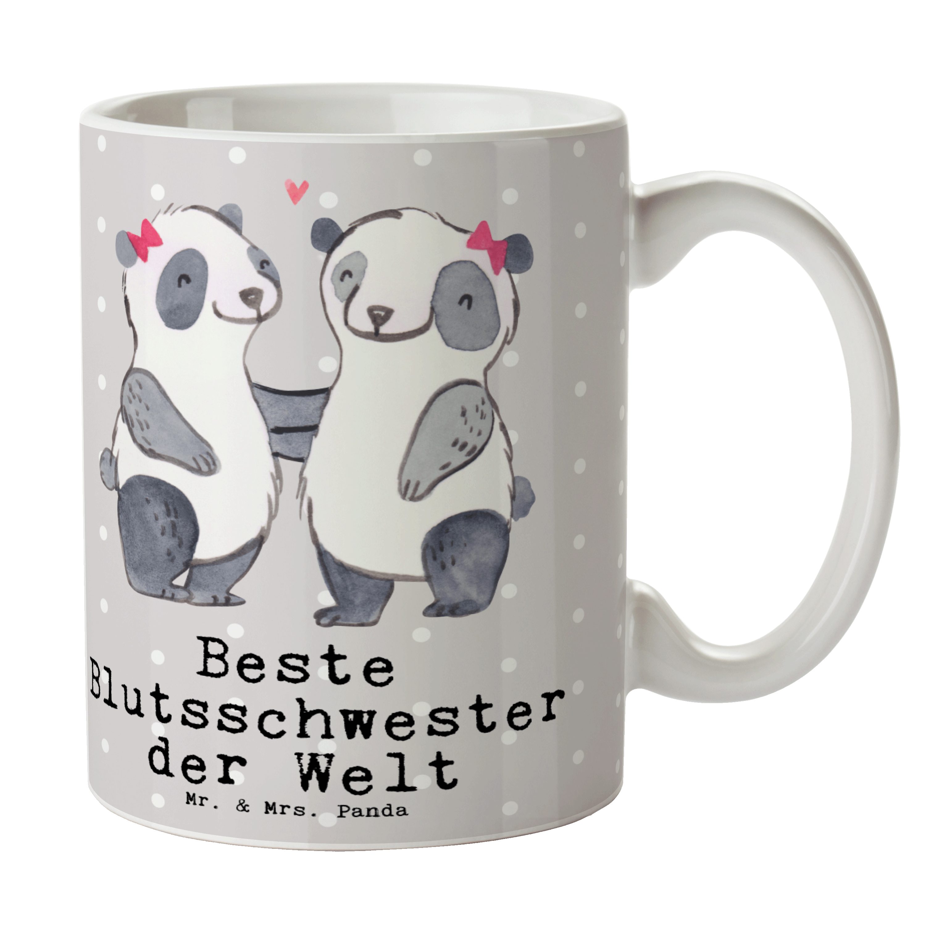 Keramik Panda Beste Welt Pastell der Geschenk, Mrs. - Geschw, & Tasse Panda Mr. - Blutsschwester Grau