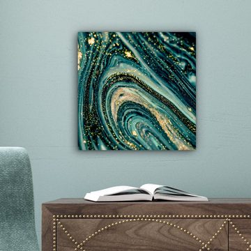 OneMillionCanvasses® Leinwandbild Marmoroptik - Luxus - Gold - Türkis - Glitzer, (1 St), Leinwand Bilder für Wohnzimmer Schlafzimmer