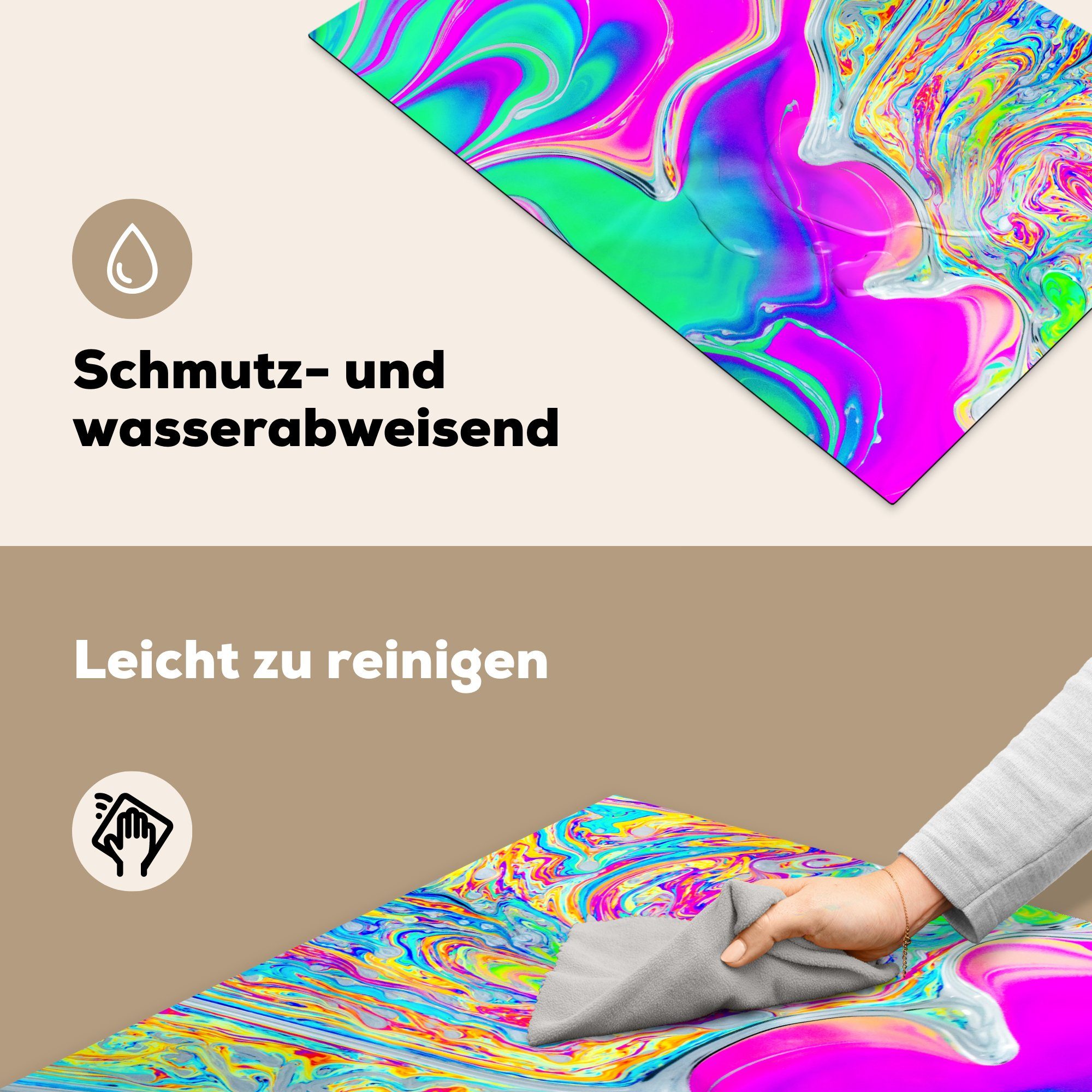 cm, tlg), Farben (1 - Herdblende-/Abdeckplatte Induktionskochfeld MuchoWow küche, für 81x52 Kunst Vinyl, Ceranfeldabdeckung - Schutz die Psychedelisch,