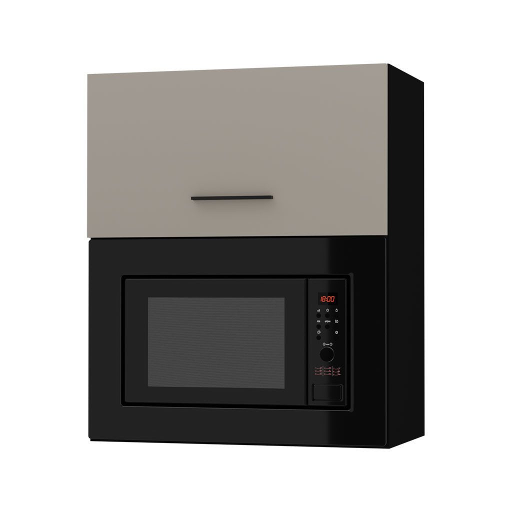 Feldmann-Wohnen Mikrowellenumbauschrank Bonn (W2MK/60, 1 Klappe, 1 Gerätefach, 1-St., moderne Optik, MDF Fronten) schwarz / kaschmir matt