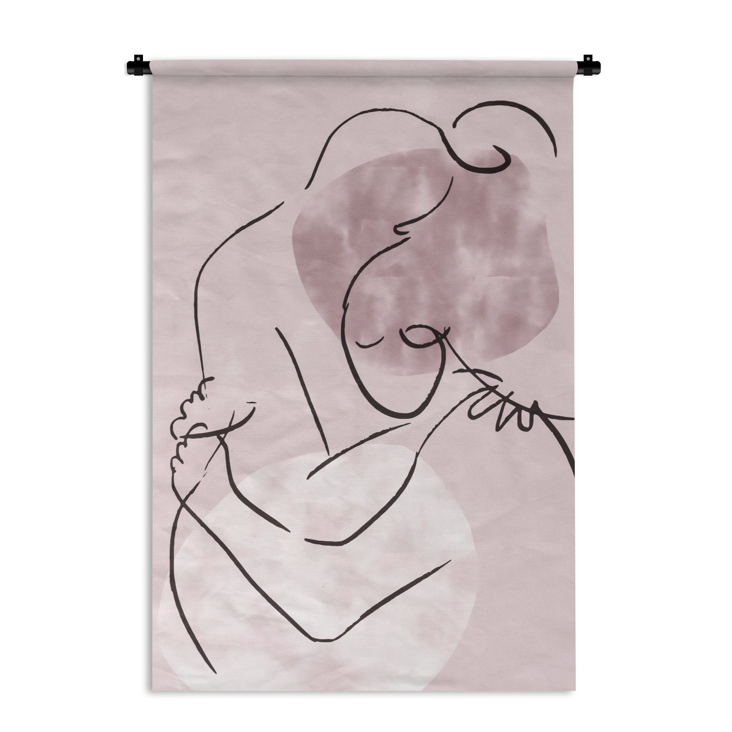 MuchoWow Wanddekoobjekt Menschen - Pastell - Liebe - Abstrakt - Umarmung, Wanddeko für Wohnzimmer, Schlafzimmer, Kleid, Wandbehang, Kinderzimmer