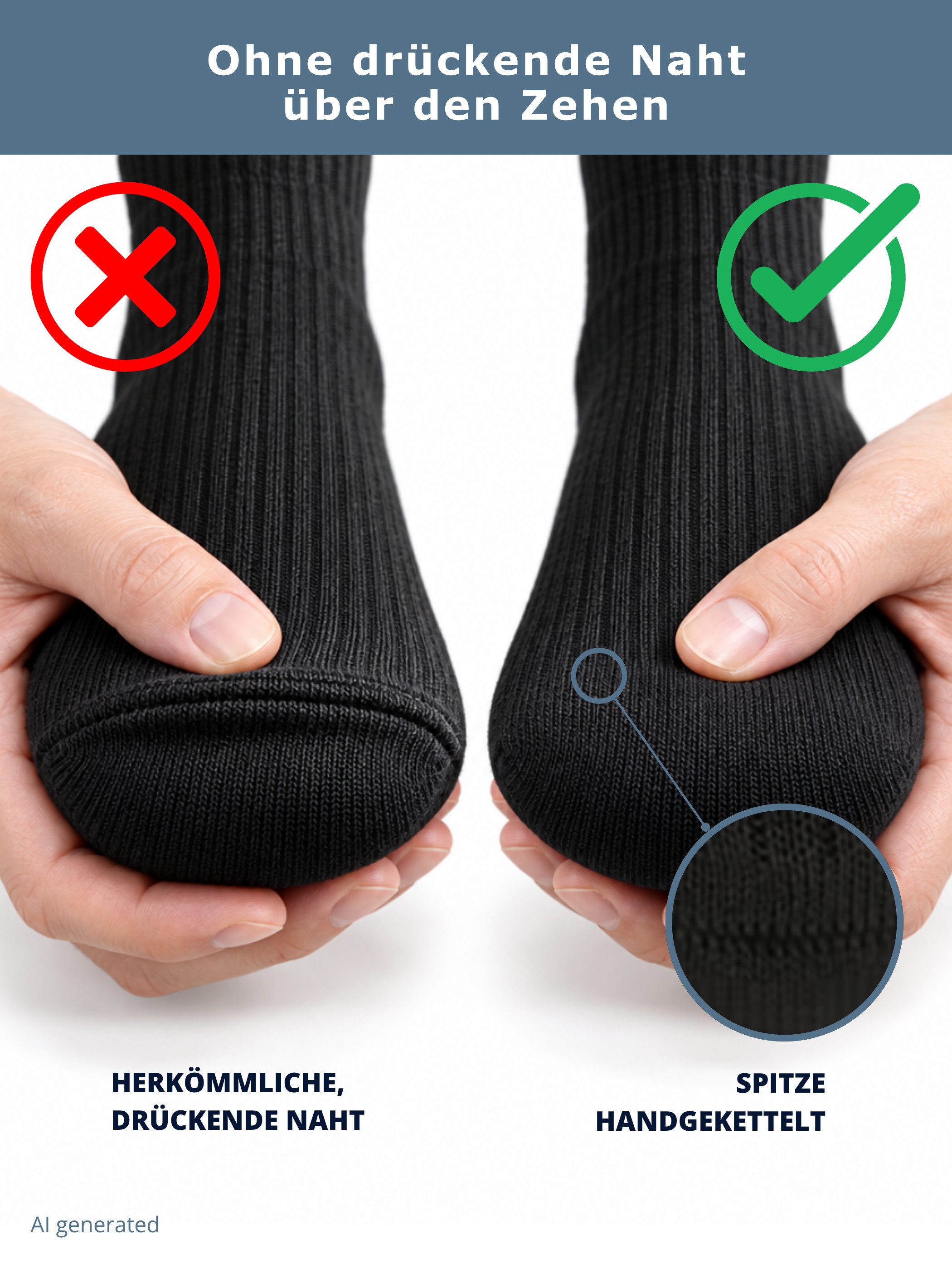 GAWILO Komfortsocken "Natur" aus 100% reiner, naturbelassener Baumwolle für Damen & Herren (6 Paar) Etwas gröber gestrickt für extra Tragekomfort & angenehmes H – Bild 4 von 5