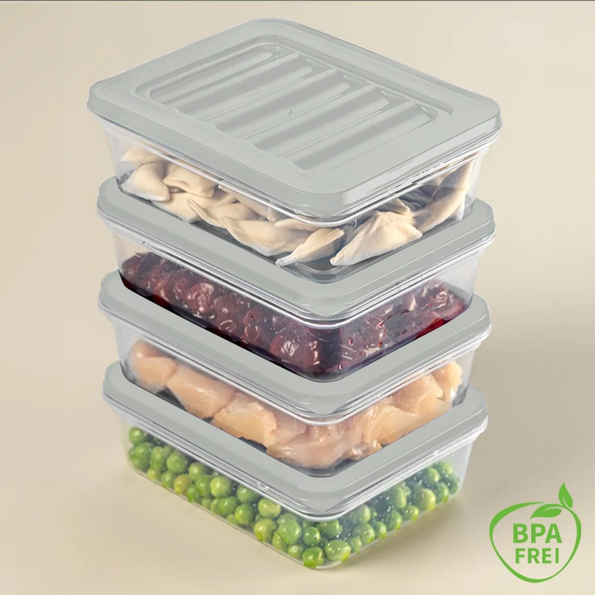 Parpalinam Frischhaltedose Kühlschrank Organizer Gefrierdose Set Vorratsbehälter Frischhaltedose, (4-tlg), Premium Kühlschrank, Gefrierschrank Organizer, luftdicht Банки для хранения