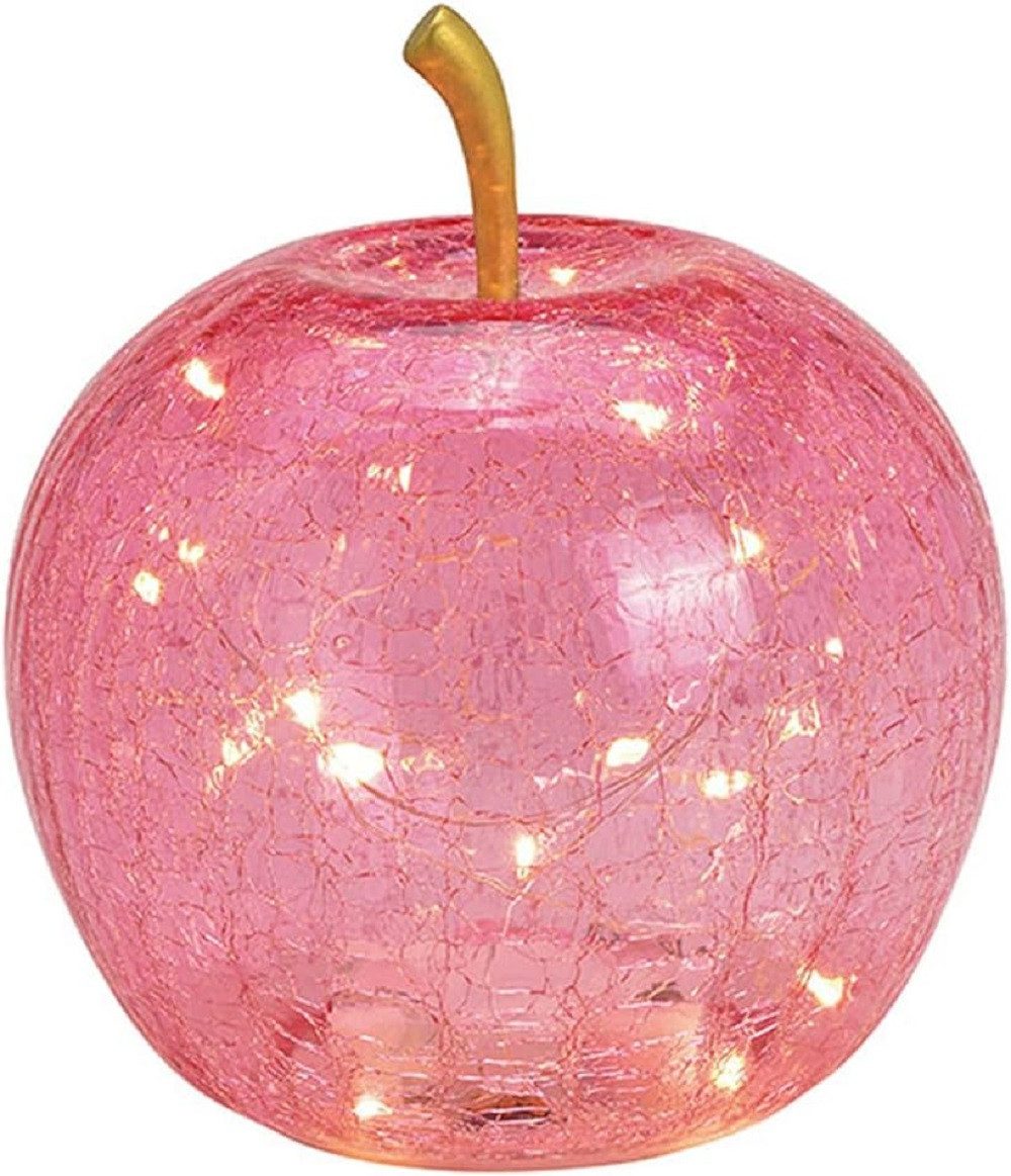 Wurm LED Dekoobjekt LED Dekolampe Apfel Glas 20er LED Lichterkette Timer Ø16cm pink
